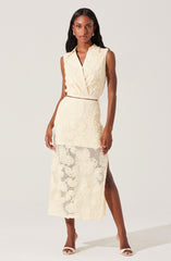 Sol Textured Floral Knit Midi Skirt