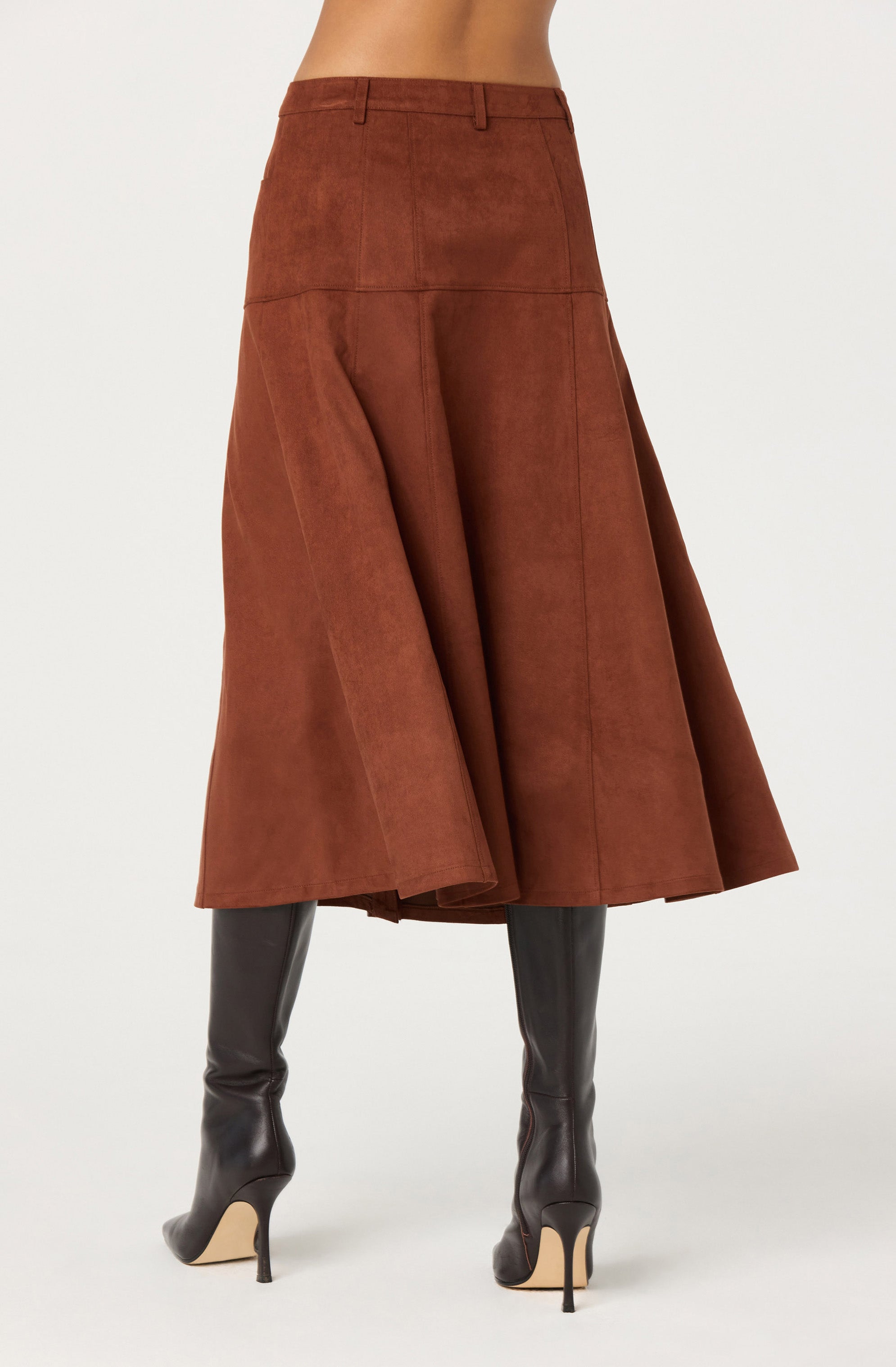 Zoya Faux Suede Midi Skirt