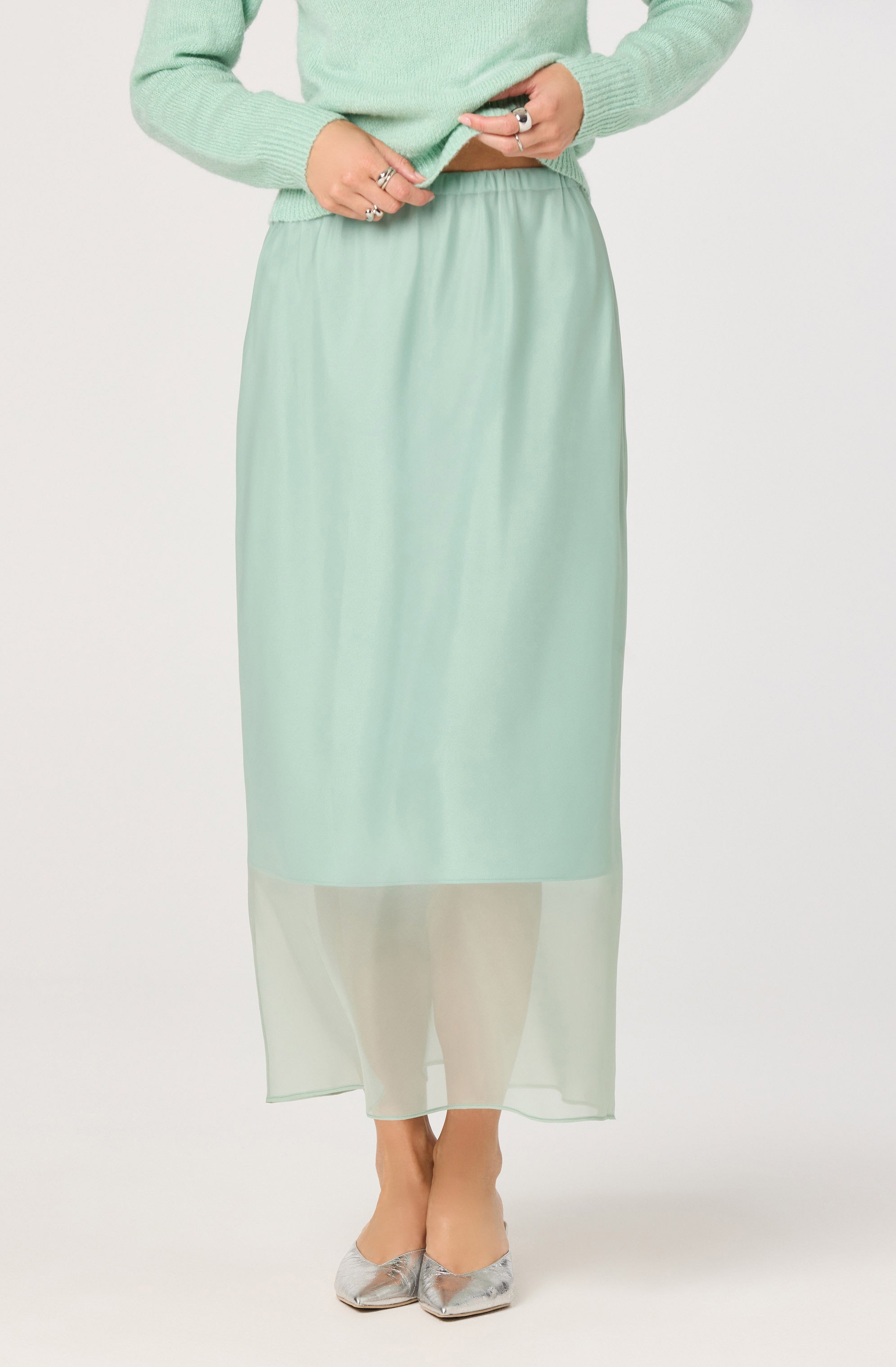 Keyara Layered Contrast Maxi Skirt