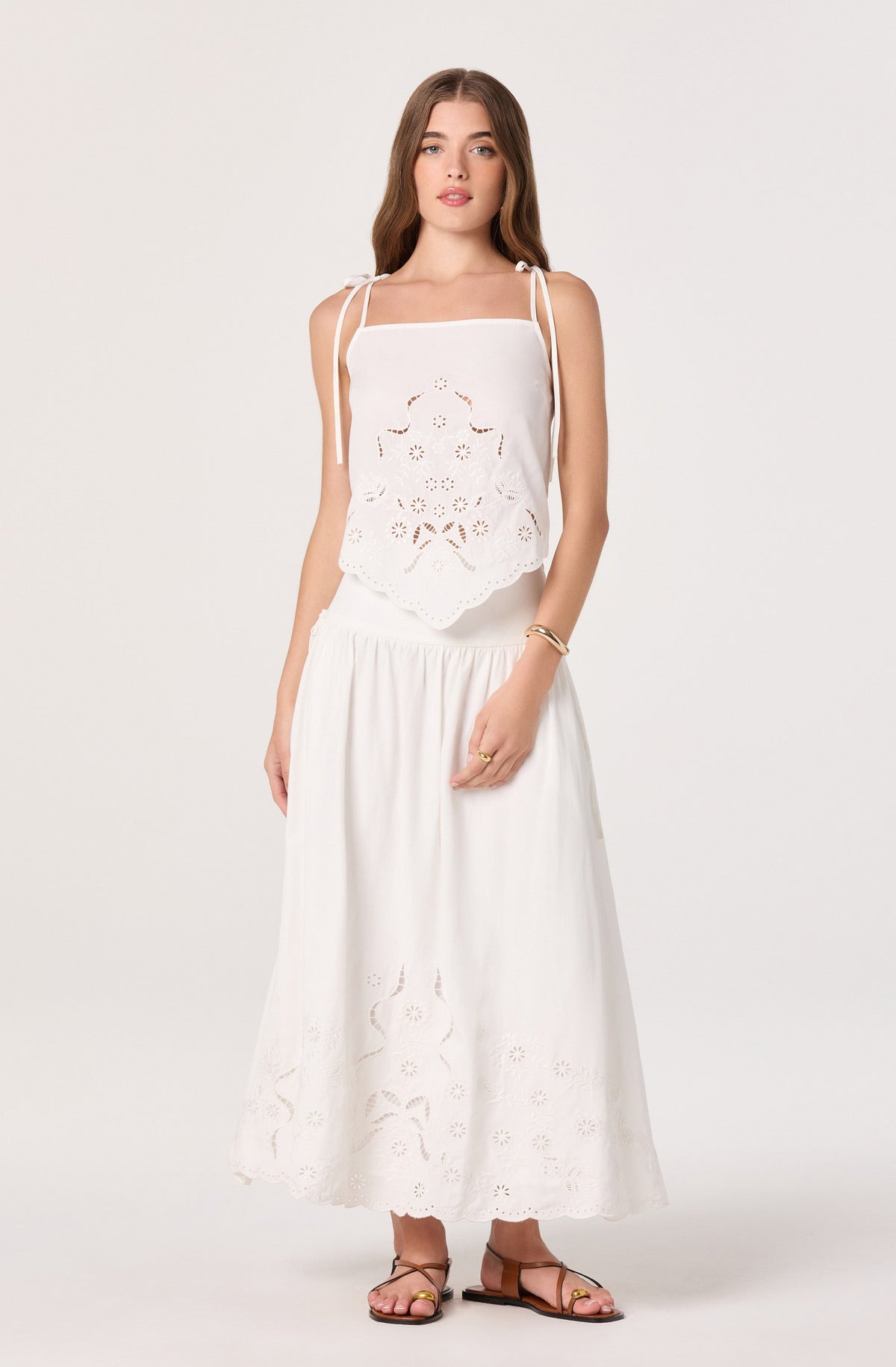 Stevie Embroidered Midi Skirt