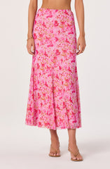 Mejra Floral Godet Knit Midi Skirt