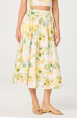 Kaleigh Paradise Print Gathered Midi Skirt