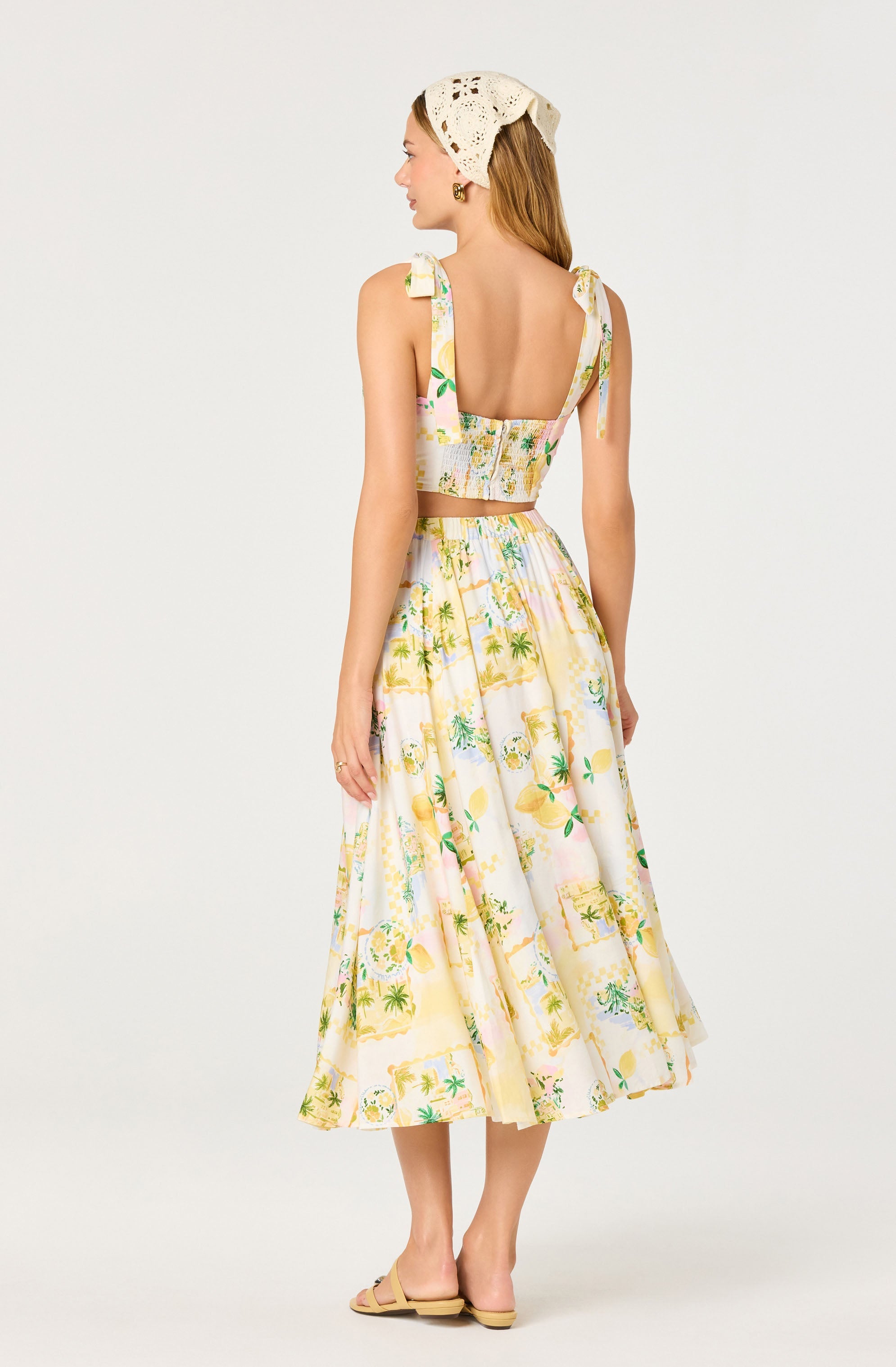 Kaleigh Paradise Print Gathered Midi Skirt