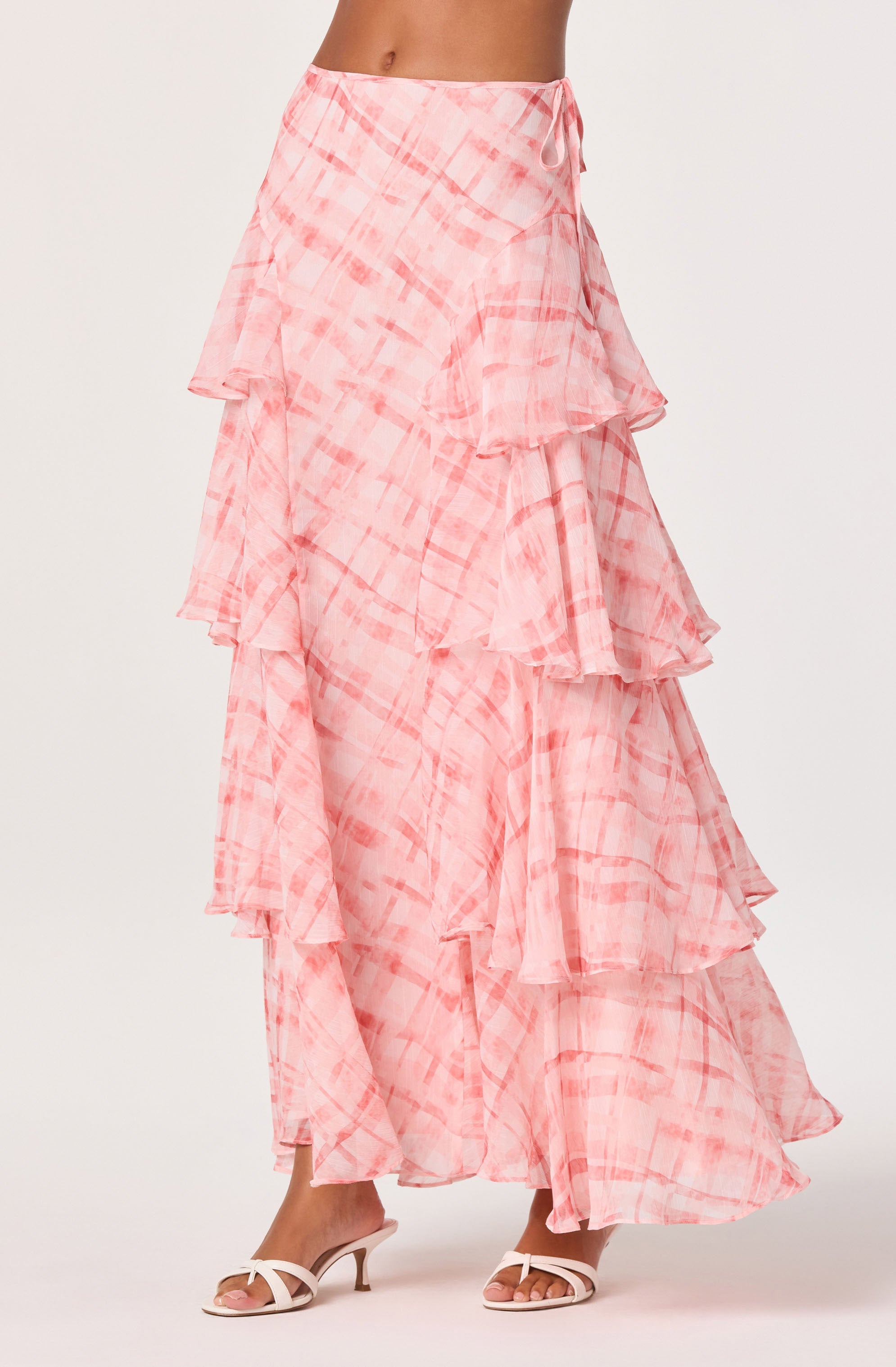 Maia Plaid Tiered Maxi Skirt