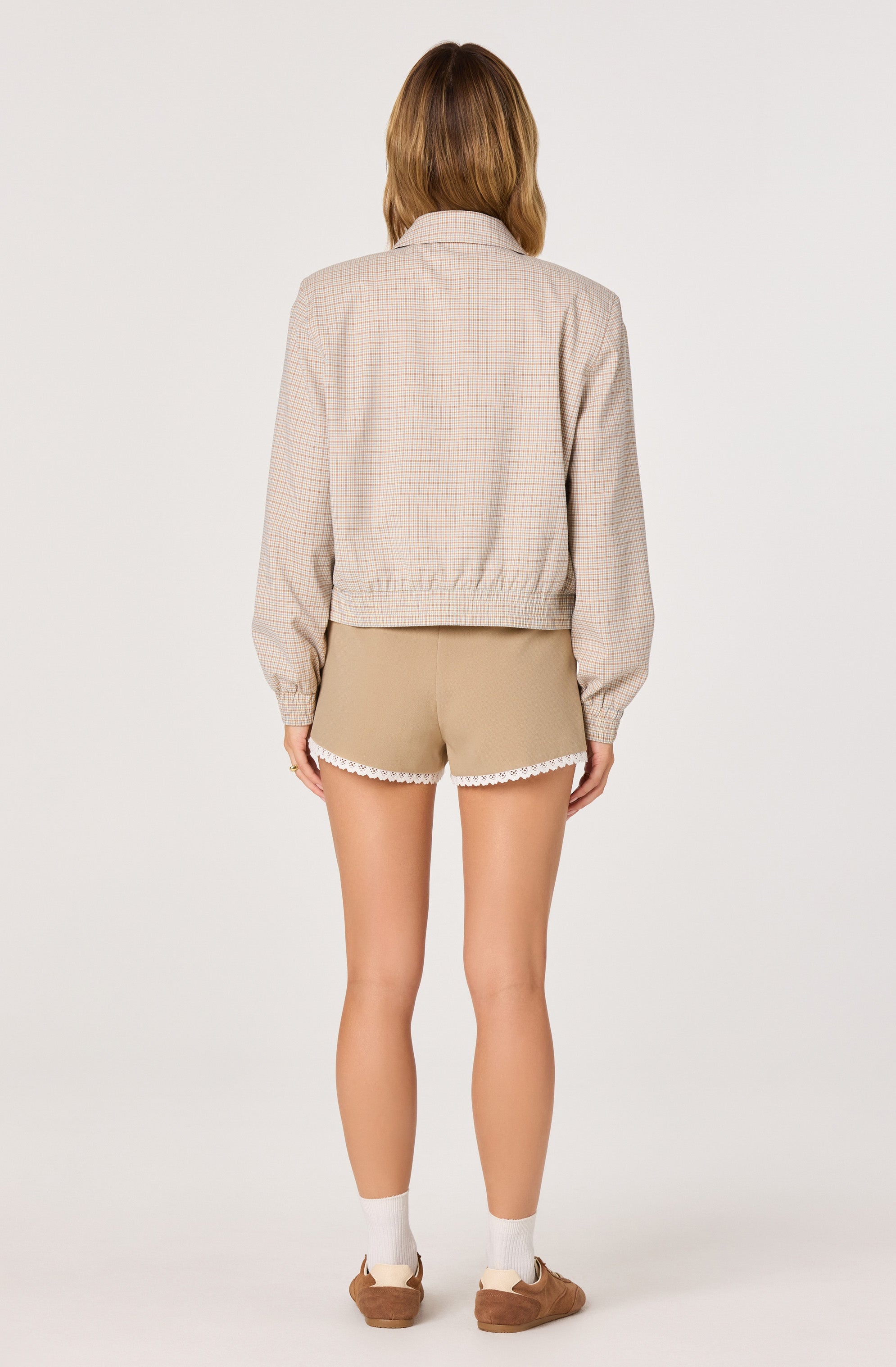 Reid Plaid Elastic Hem Jacket