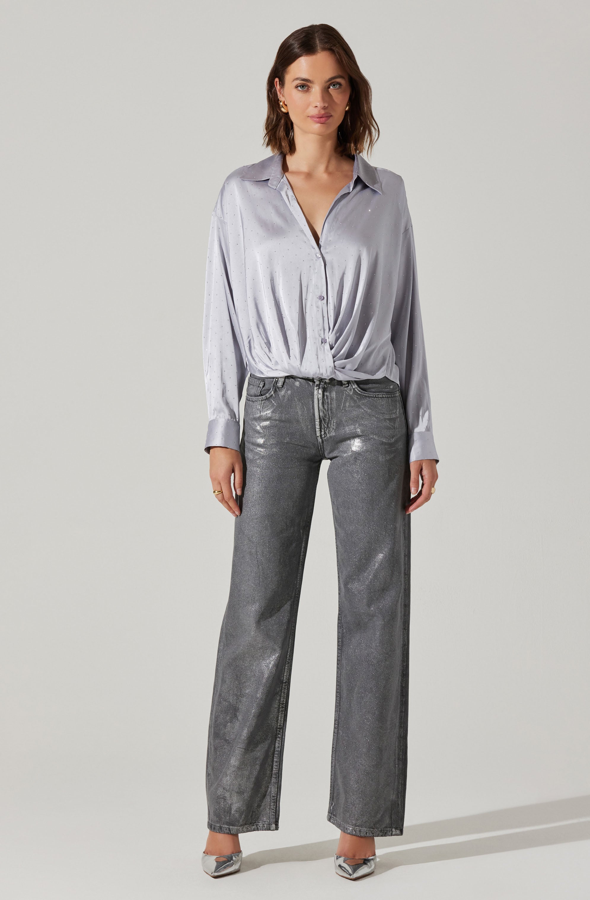 Sebio Satin Rhinestone Top