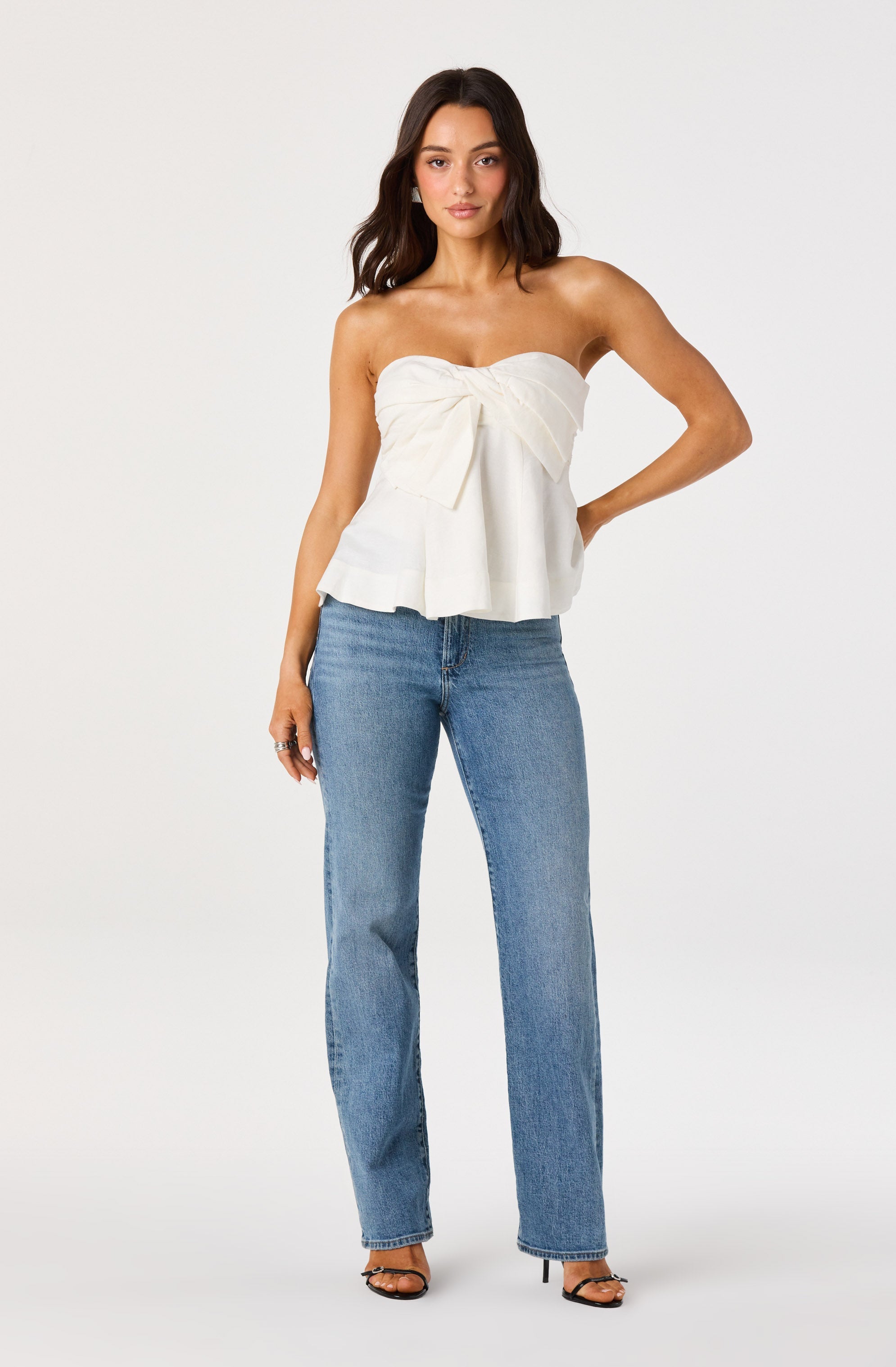 Nerina Twist-Knot Strapless Peplum Top