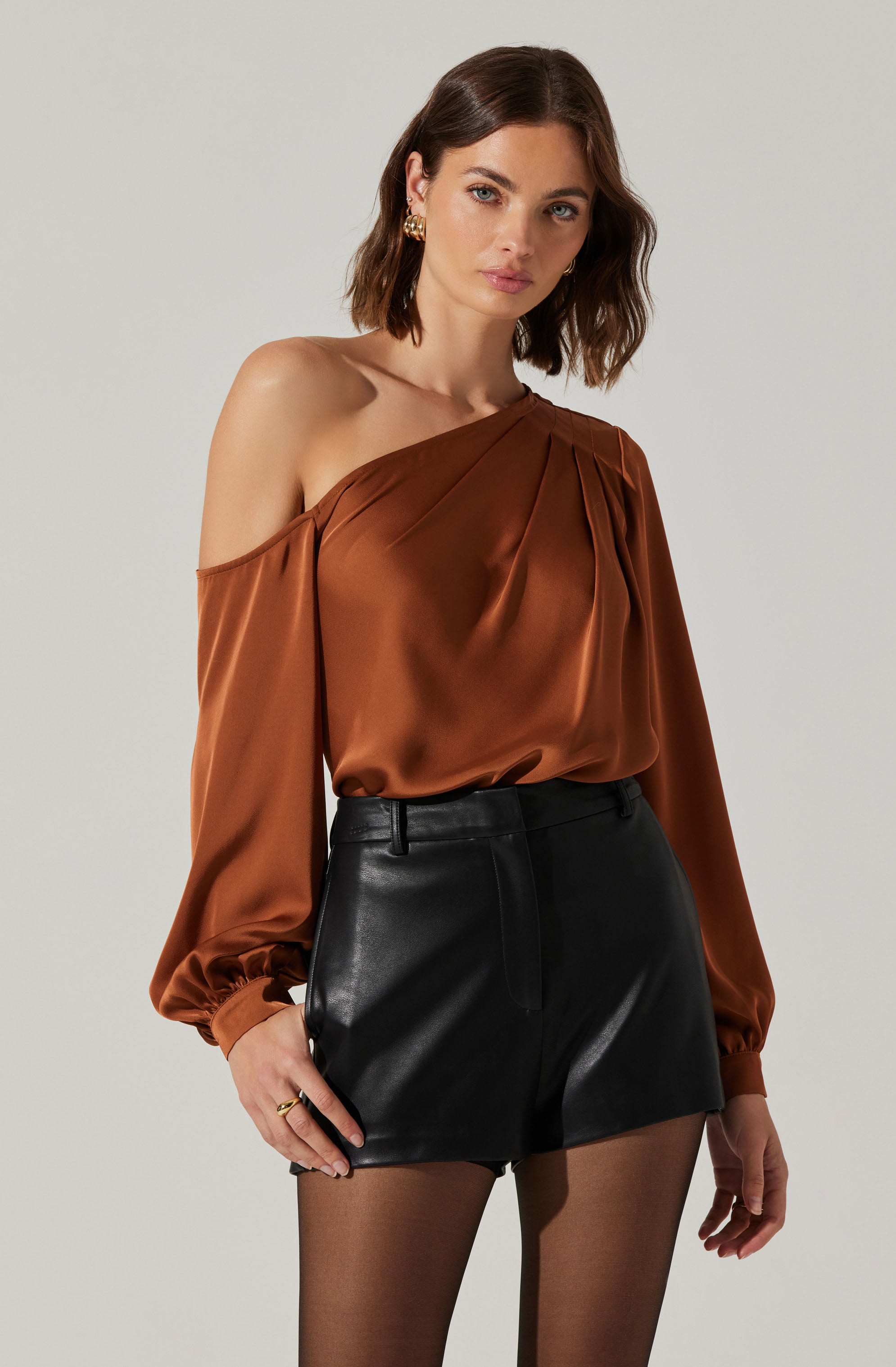 Nieves Satin One Shoulder Top