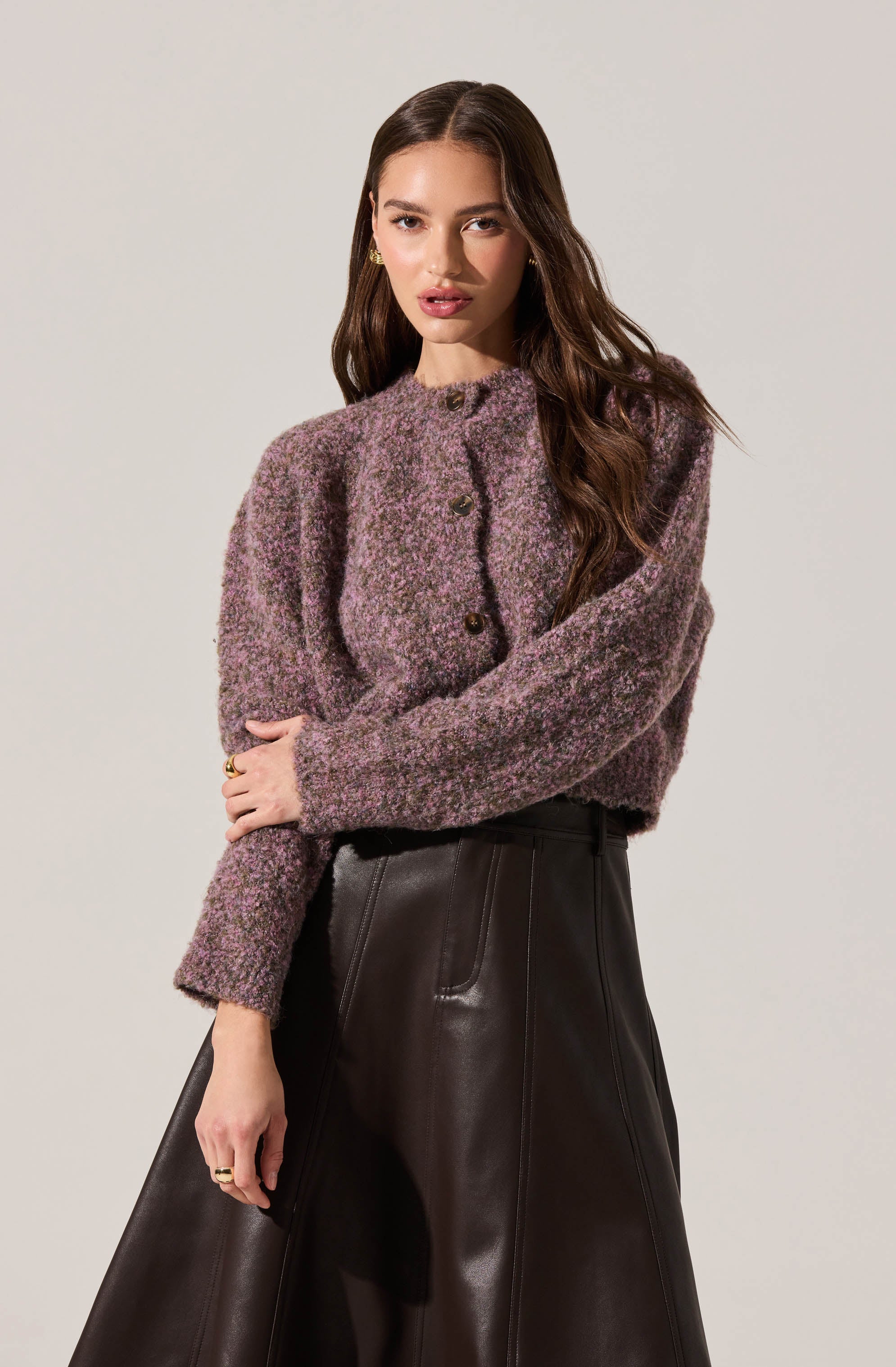 Sebille Textured Fuzzy Knit Cardigan