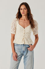 Cherian Floral Appliqué Lace Top