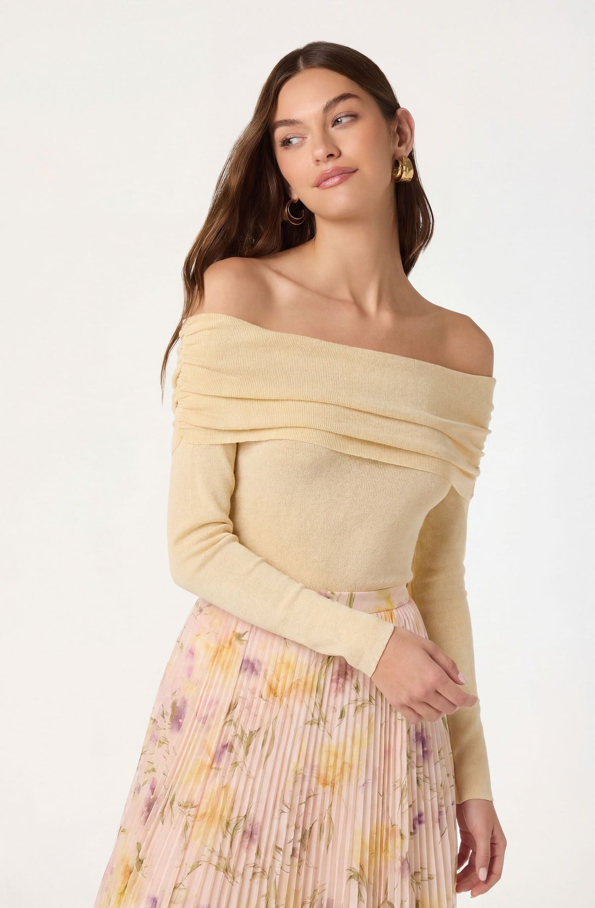 Kylin Off-Shoulder Foldover Sweater