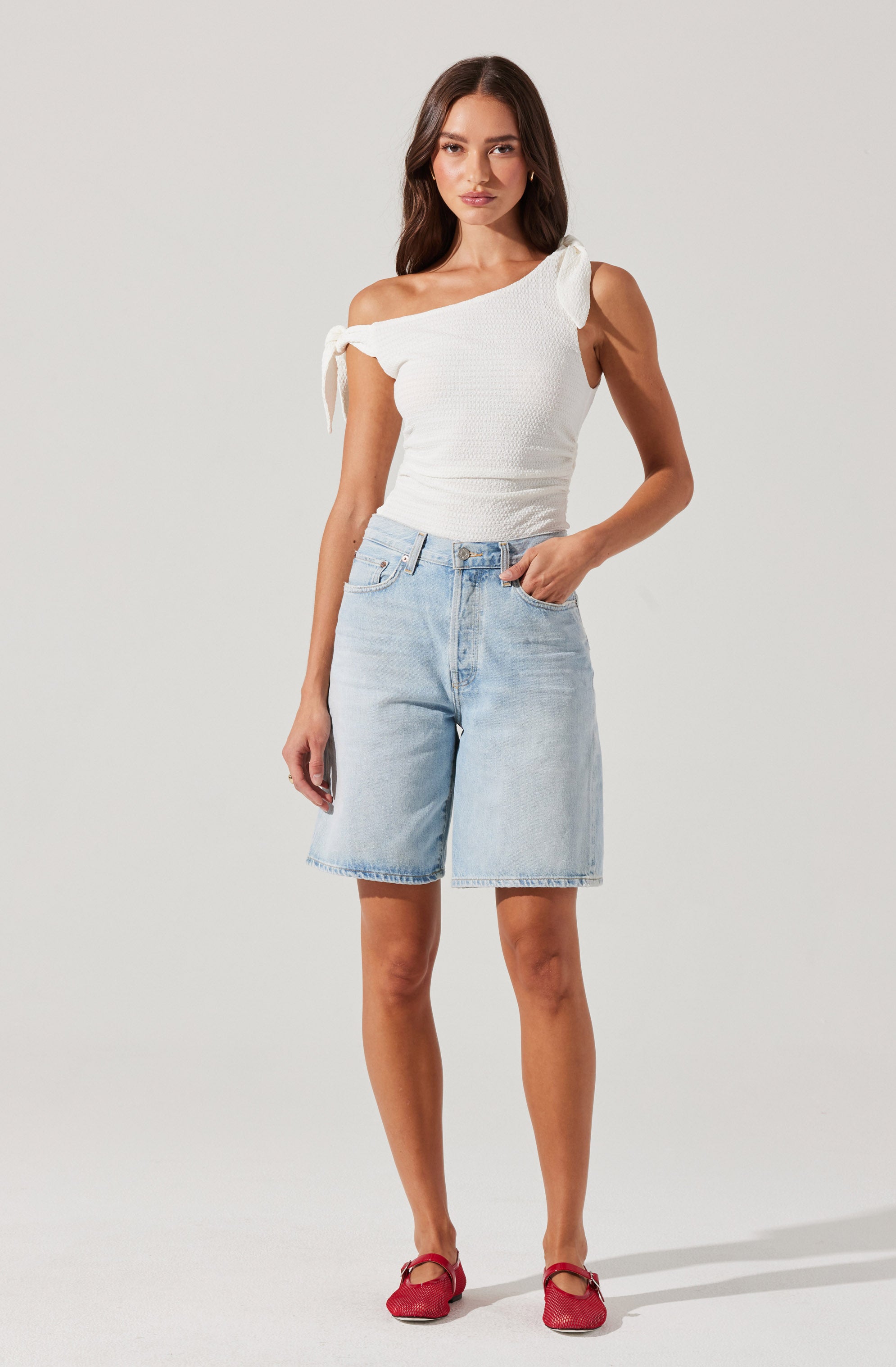 Lora Textured Off Shoulder Top