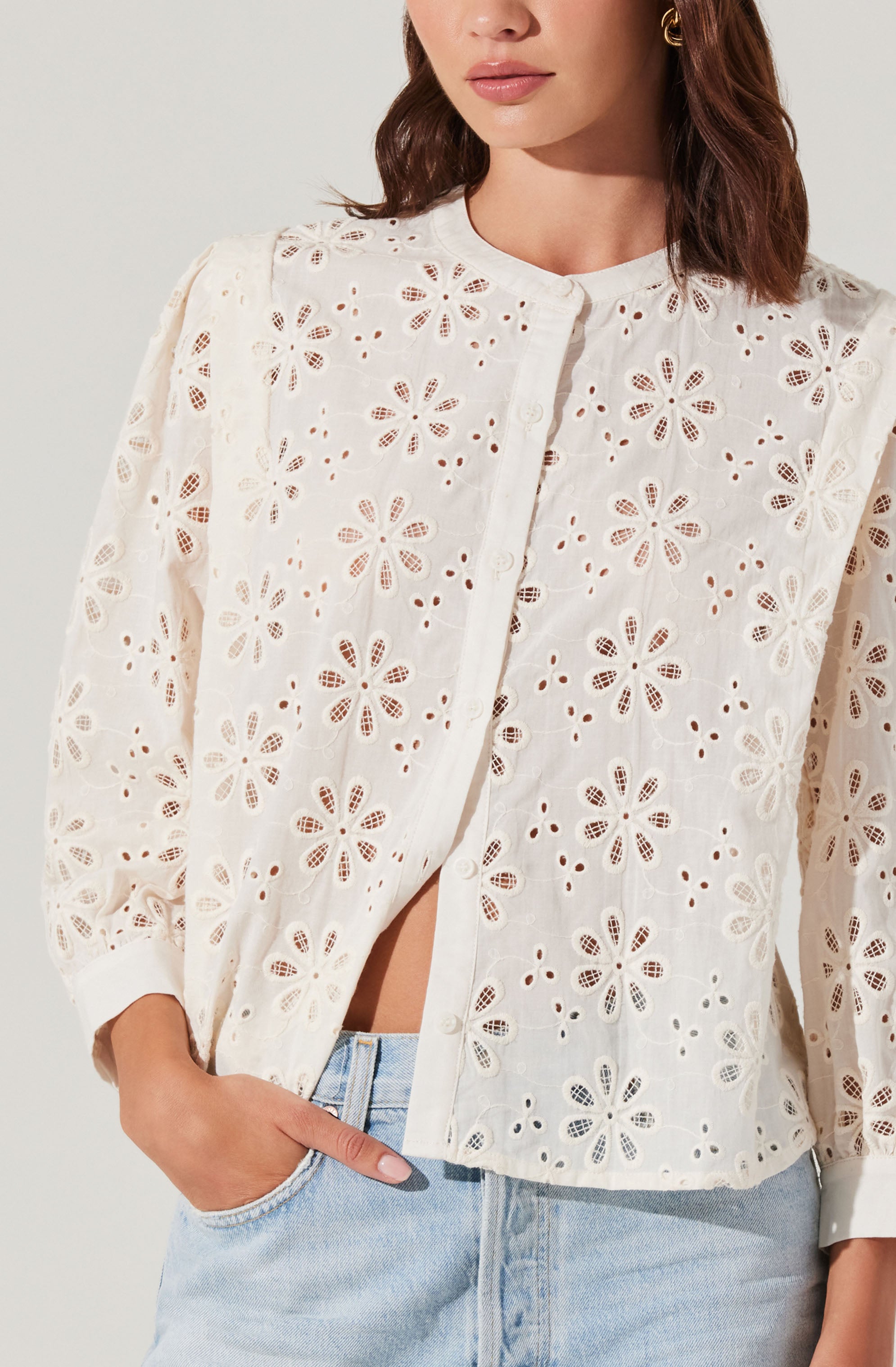 Savanna Eyelet Button Up Top