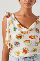 Allexina Satin Tie-Shoulder Top
