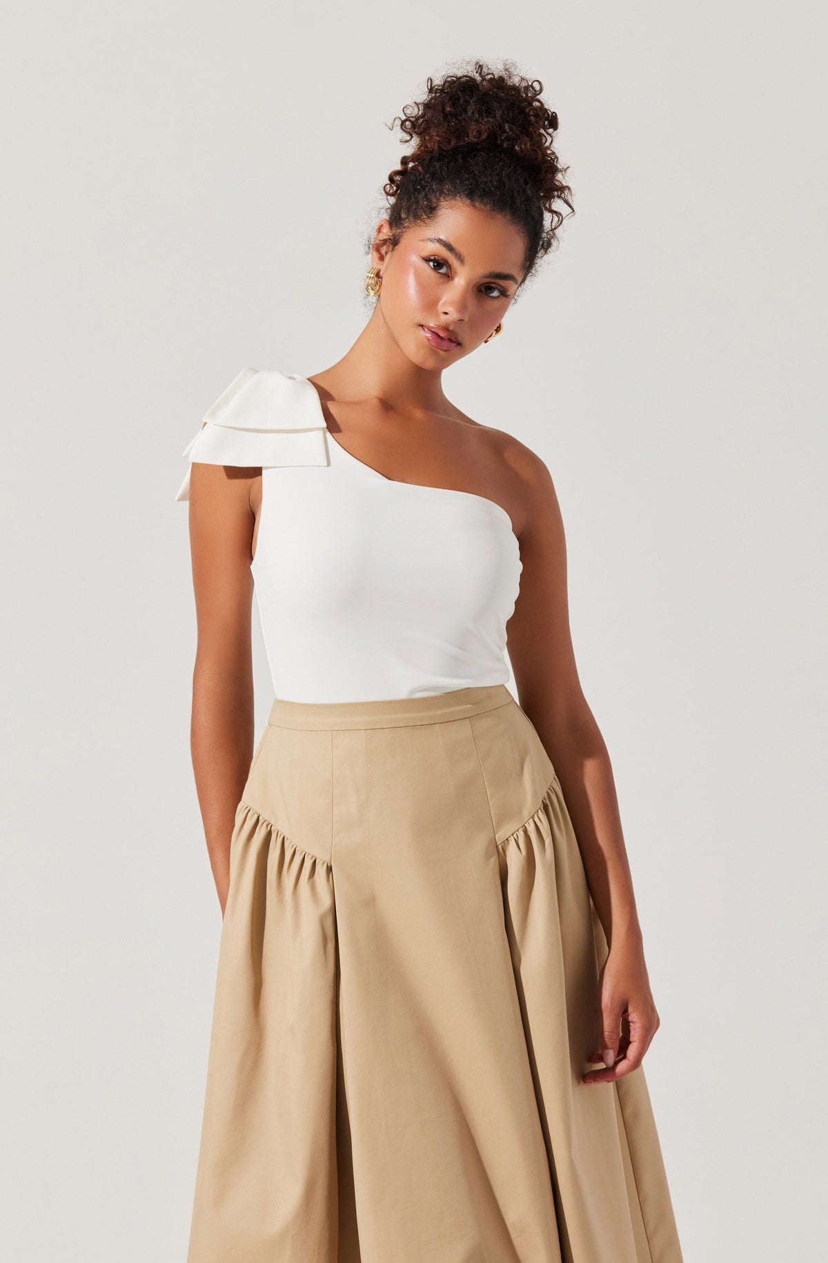 Jalessa One Shoulder Bow Bodysuit