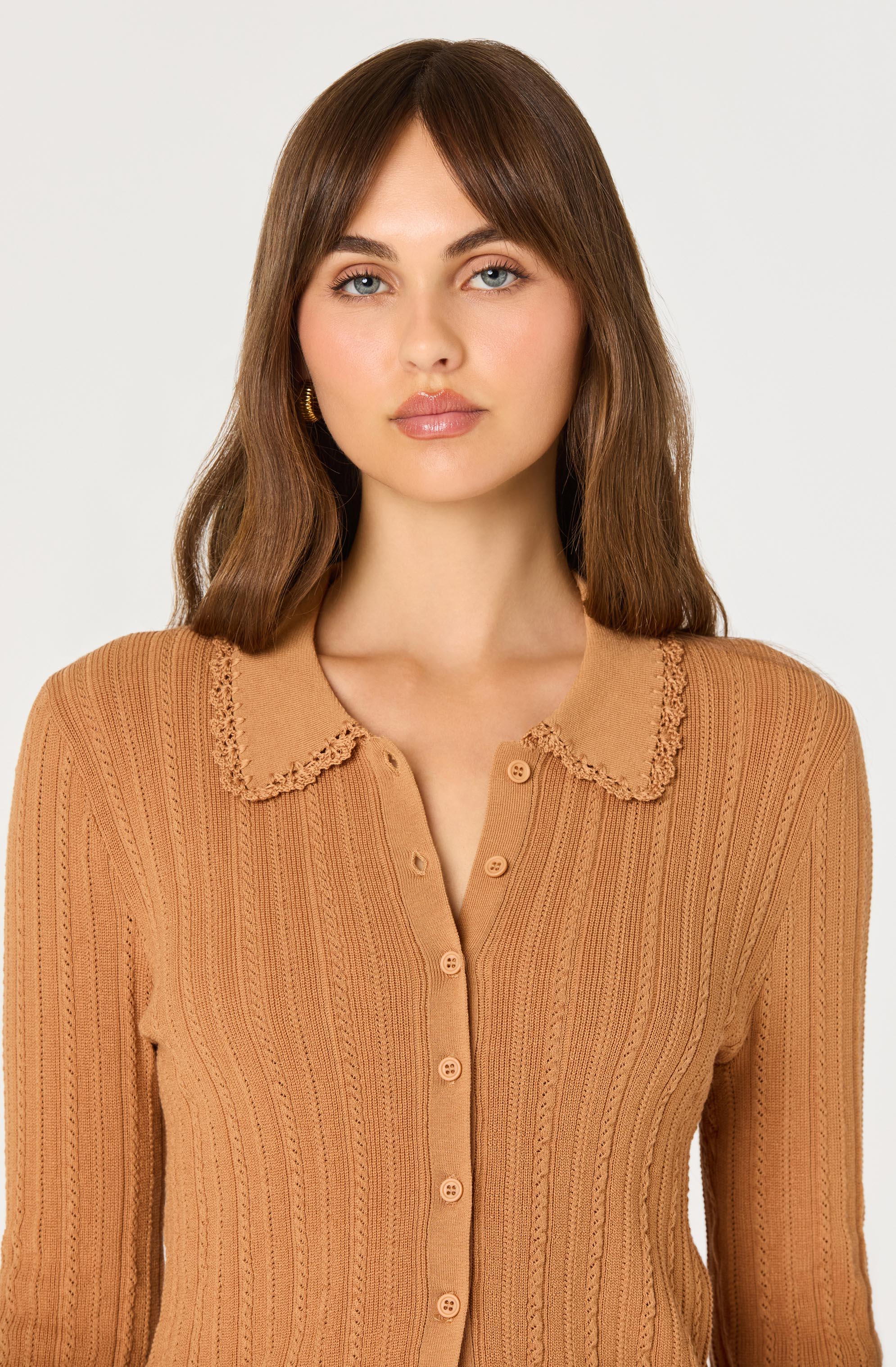 Kristen Pointelle Collar Cardigan