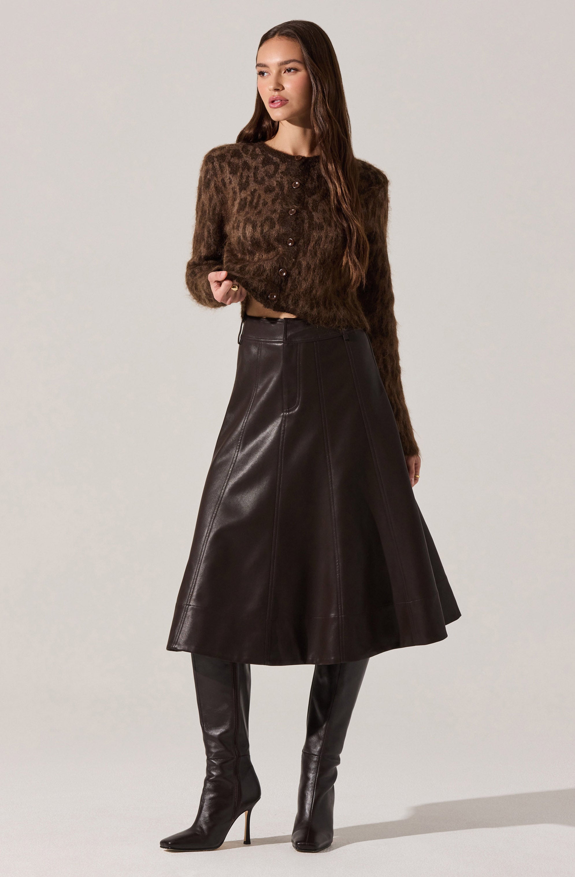Katria Fuzzy Crewneck Cardigan