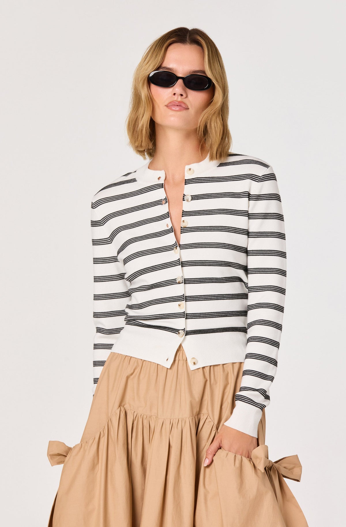 Tawni Striped Button-Front Cardigan