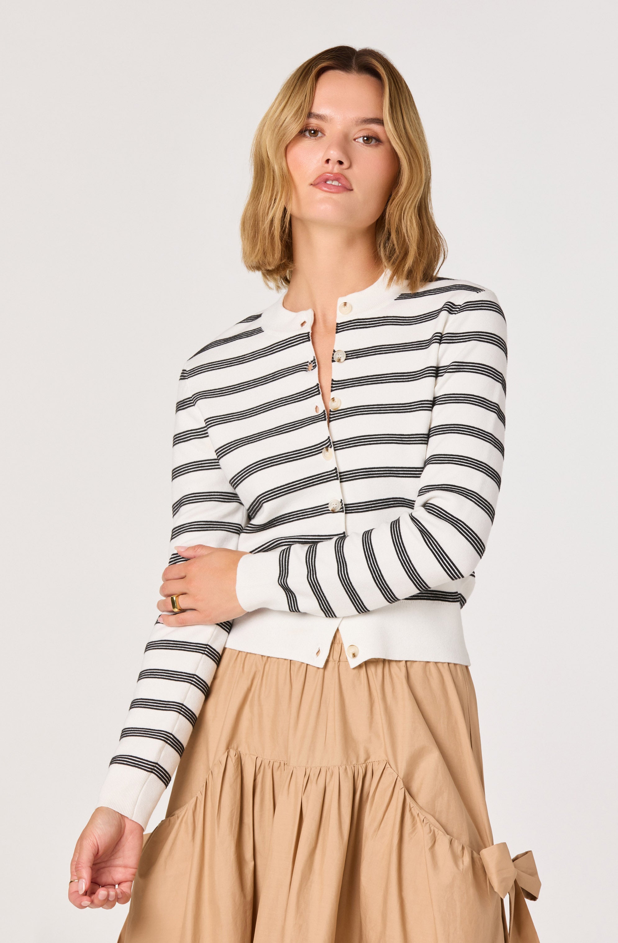 Tawni Striped Button-Front Cardigan