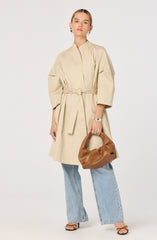 Kaylin Collarless Wrap Trench Coat