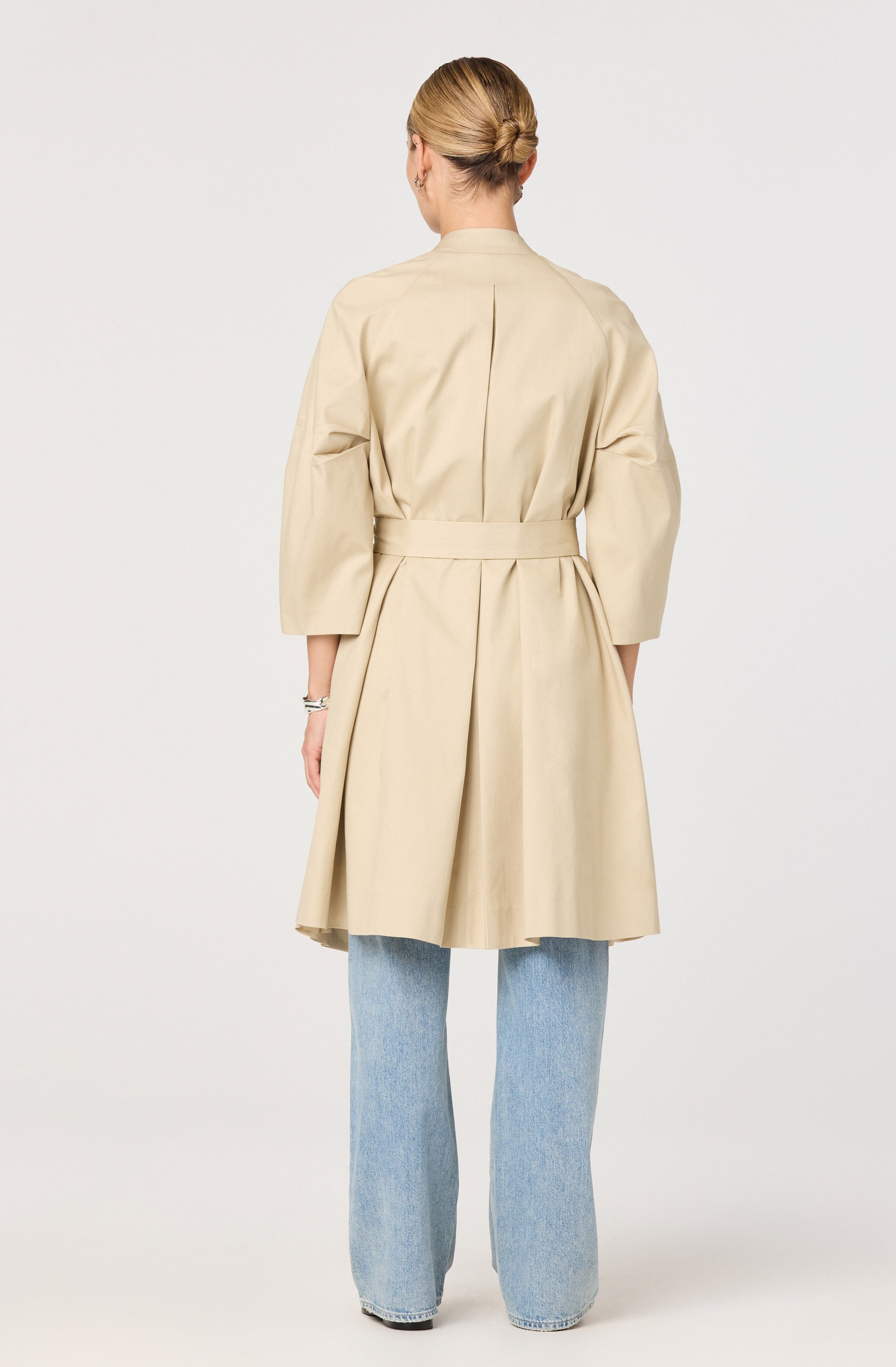 Kaylin Collarless Wrap Trench Coat