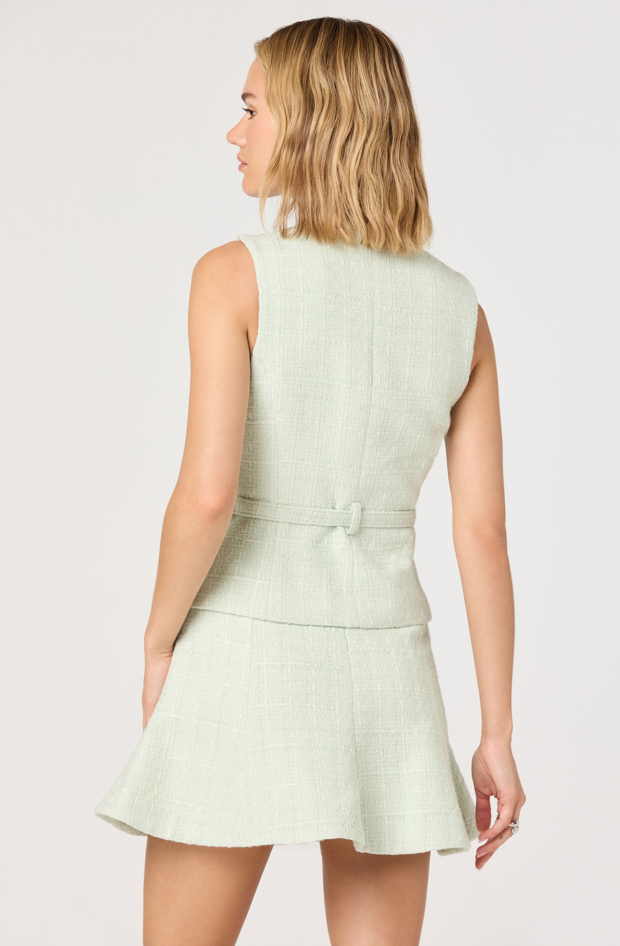 Kelson Sparkly Tweed Belted Vest