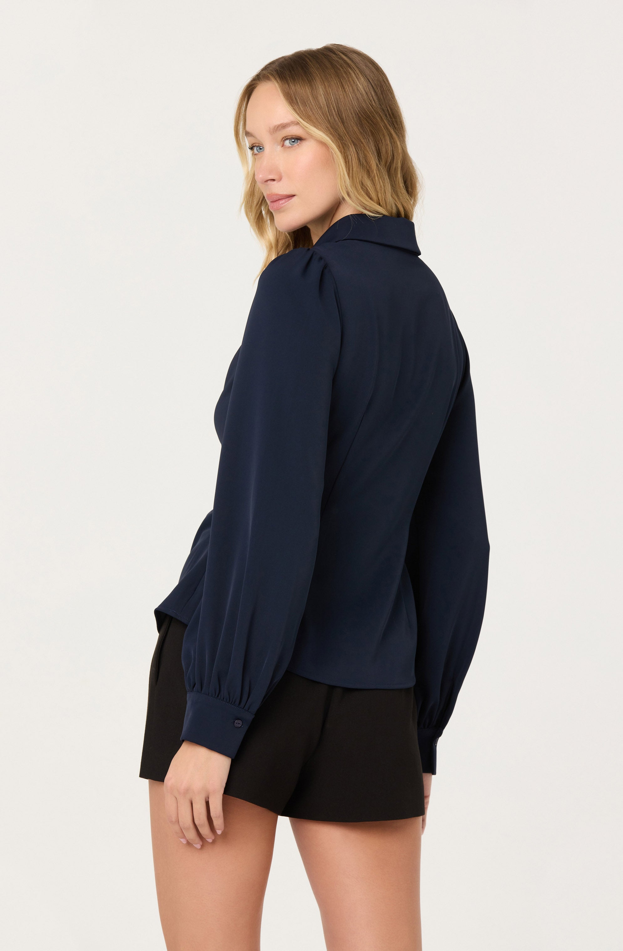 Simran Collared V-Neck Ruched Top