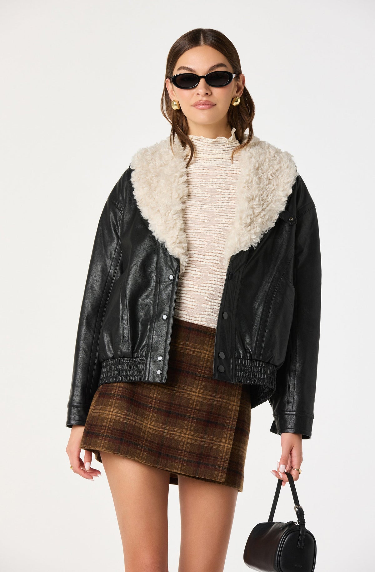 Jonyssa Faux Leather Bomber Jacket