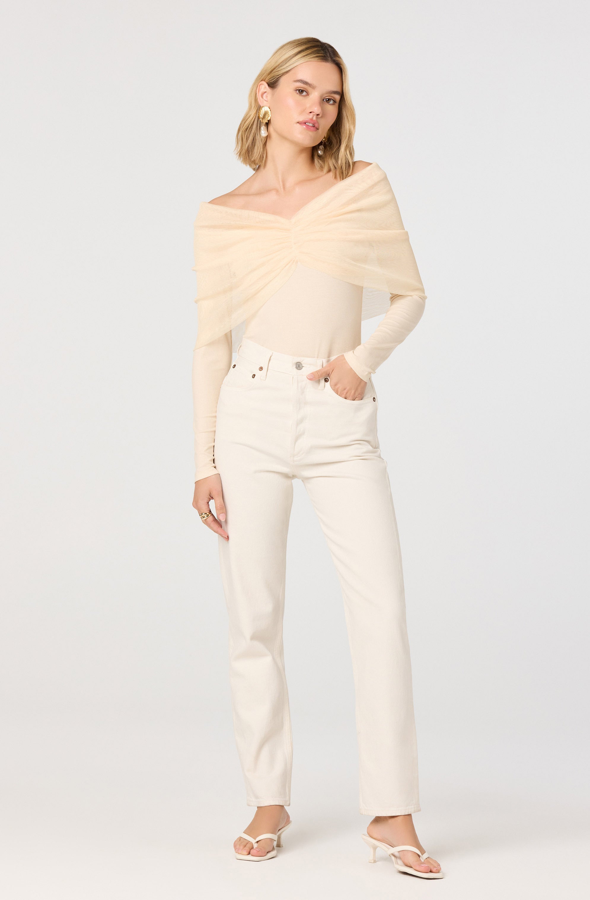 Julieta Off-Shoulder Ruched Overlay Top