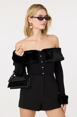 Tabathia Faux Fur Trim Sweater