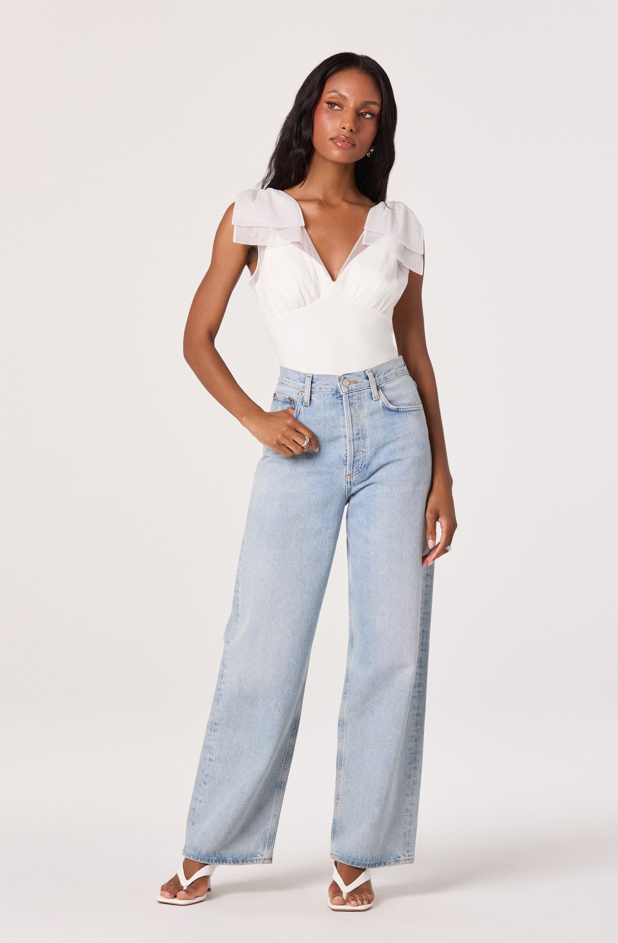 Maelie Tulle Bow-Detail Tank Bodysuit