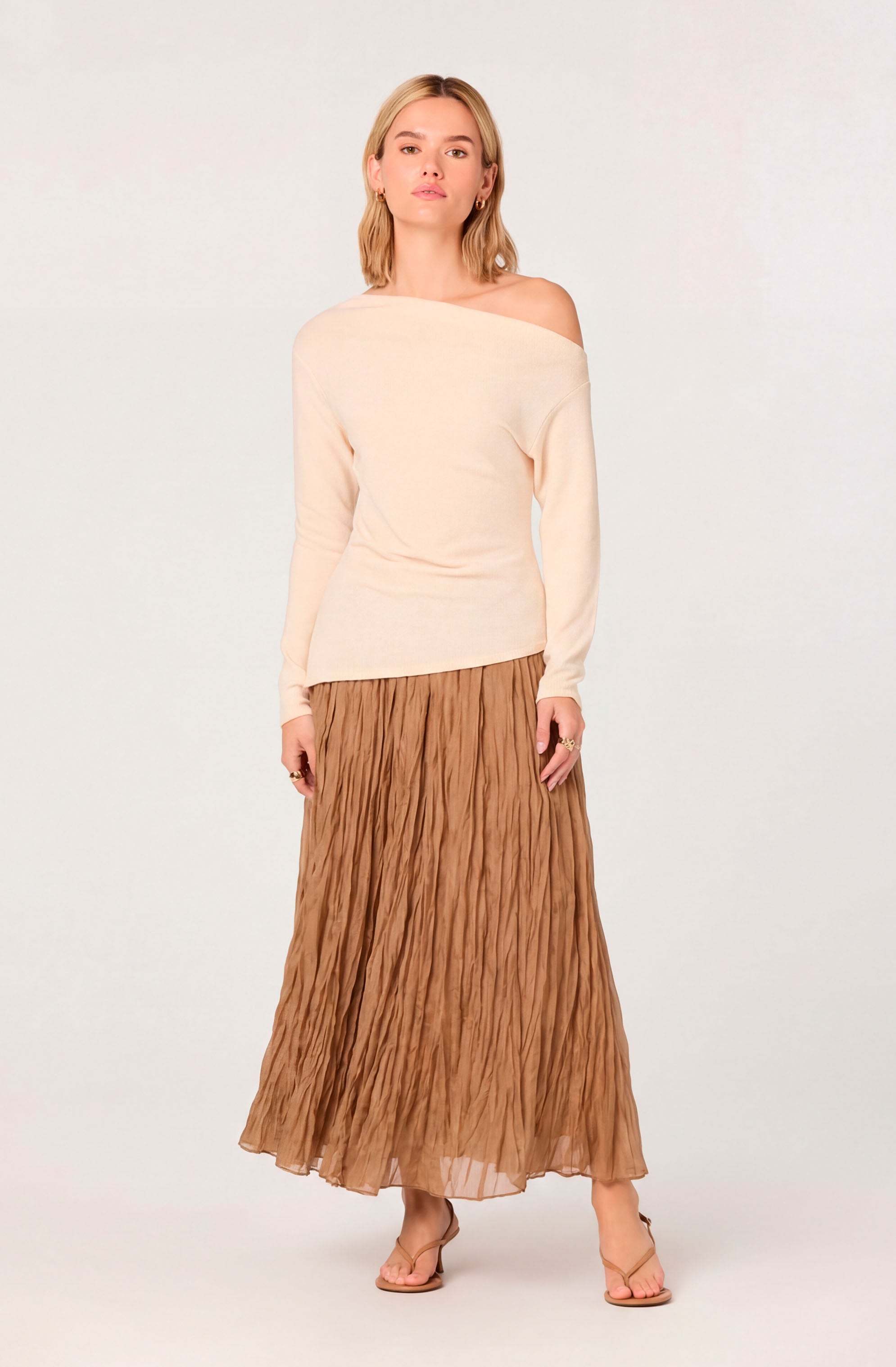 Miah Asymmetric One-Shoulder Knit Top