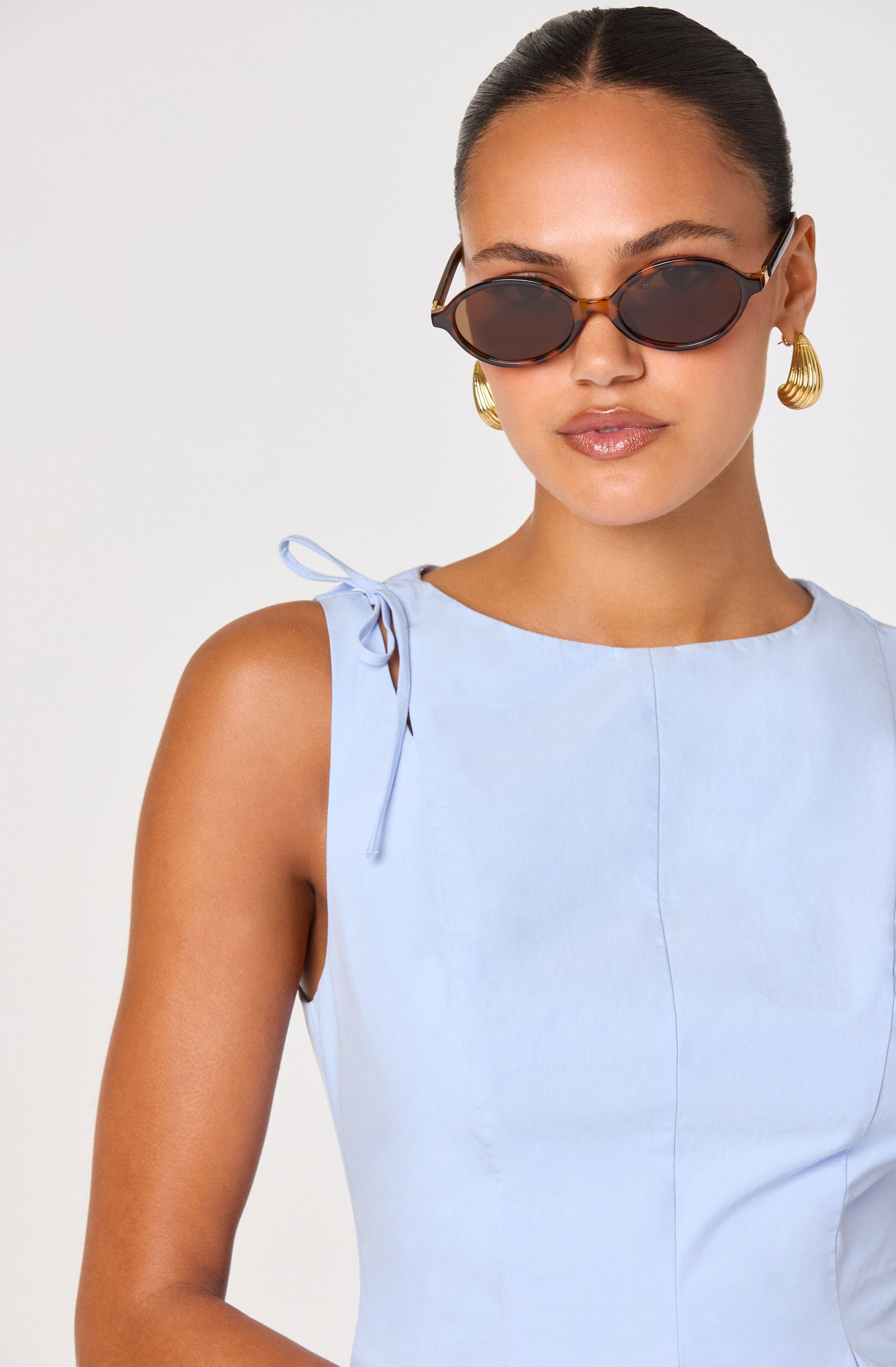 Kalish Shoulder Tie Peplum Top