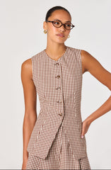 Karan Gingham Longline Vest