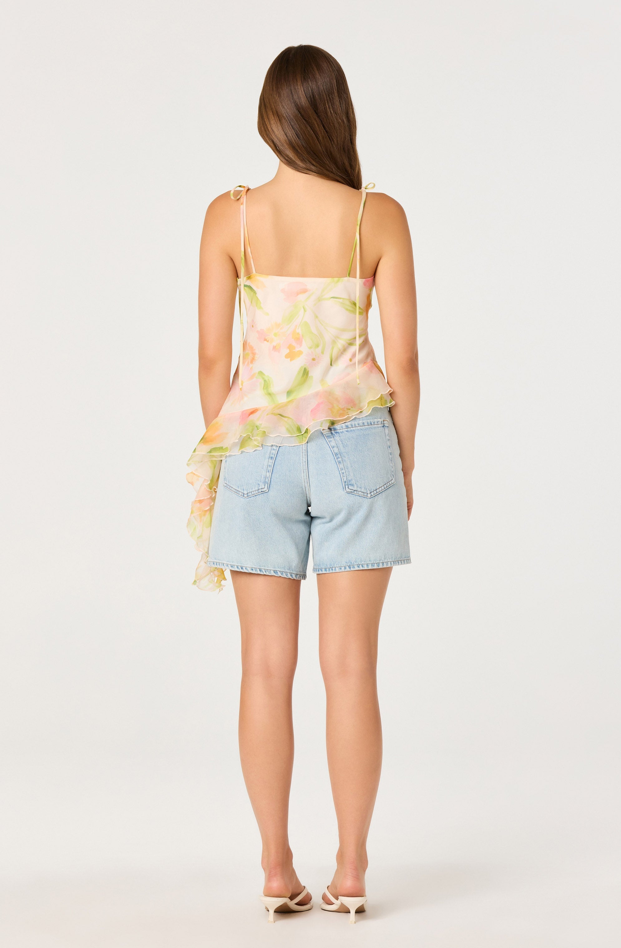 Mejra Floral Ruffle Asymmetric Cami