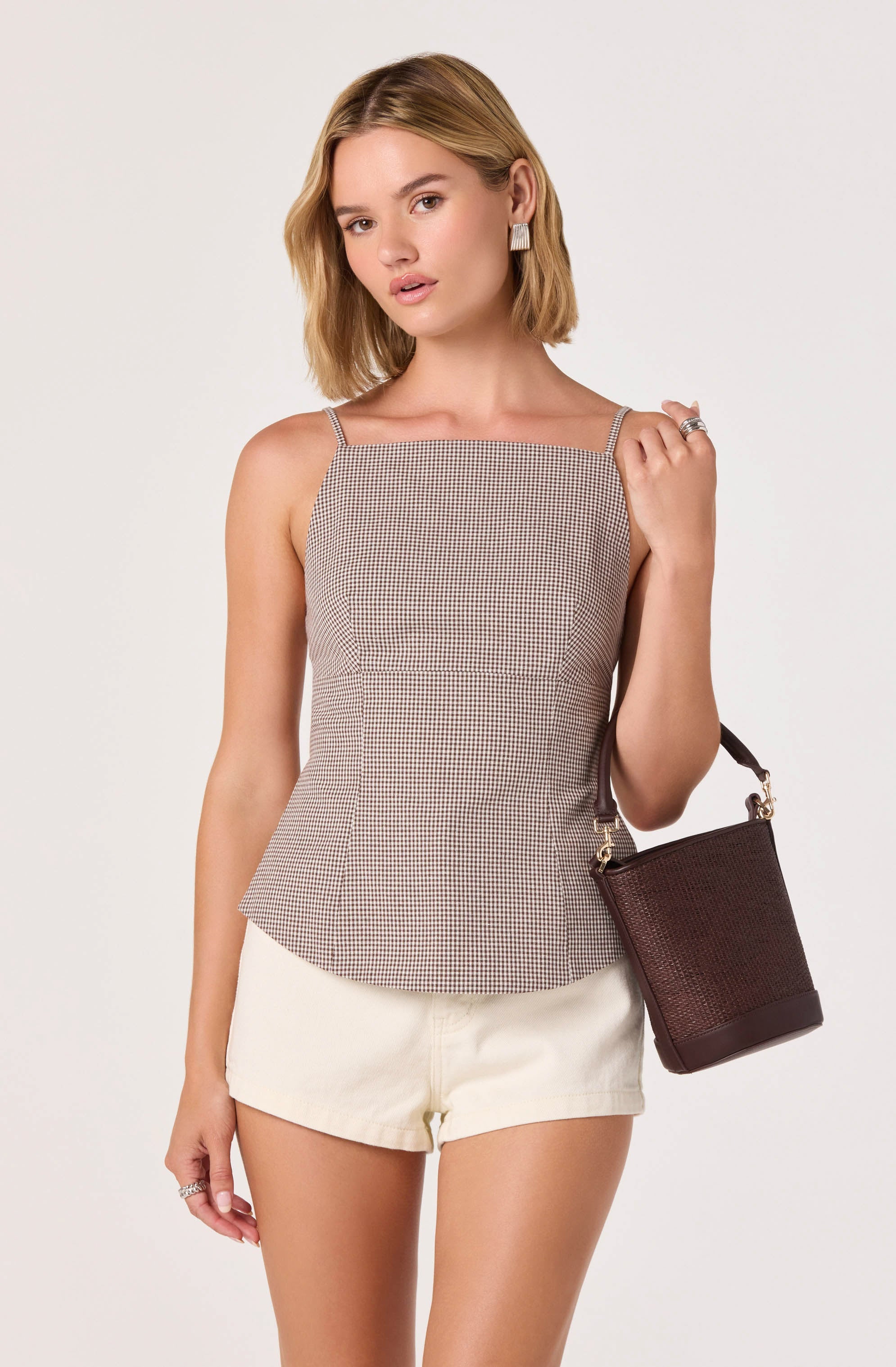Nora Gingham Open-Back Top