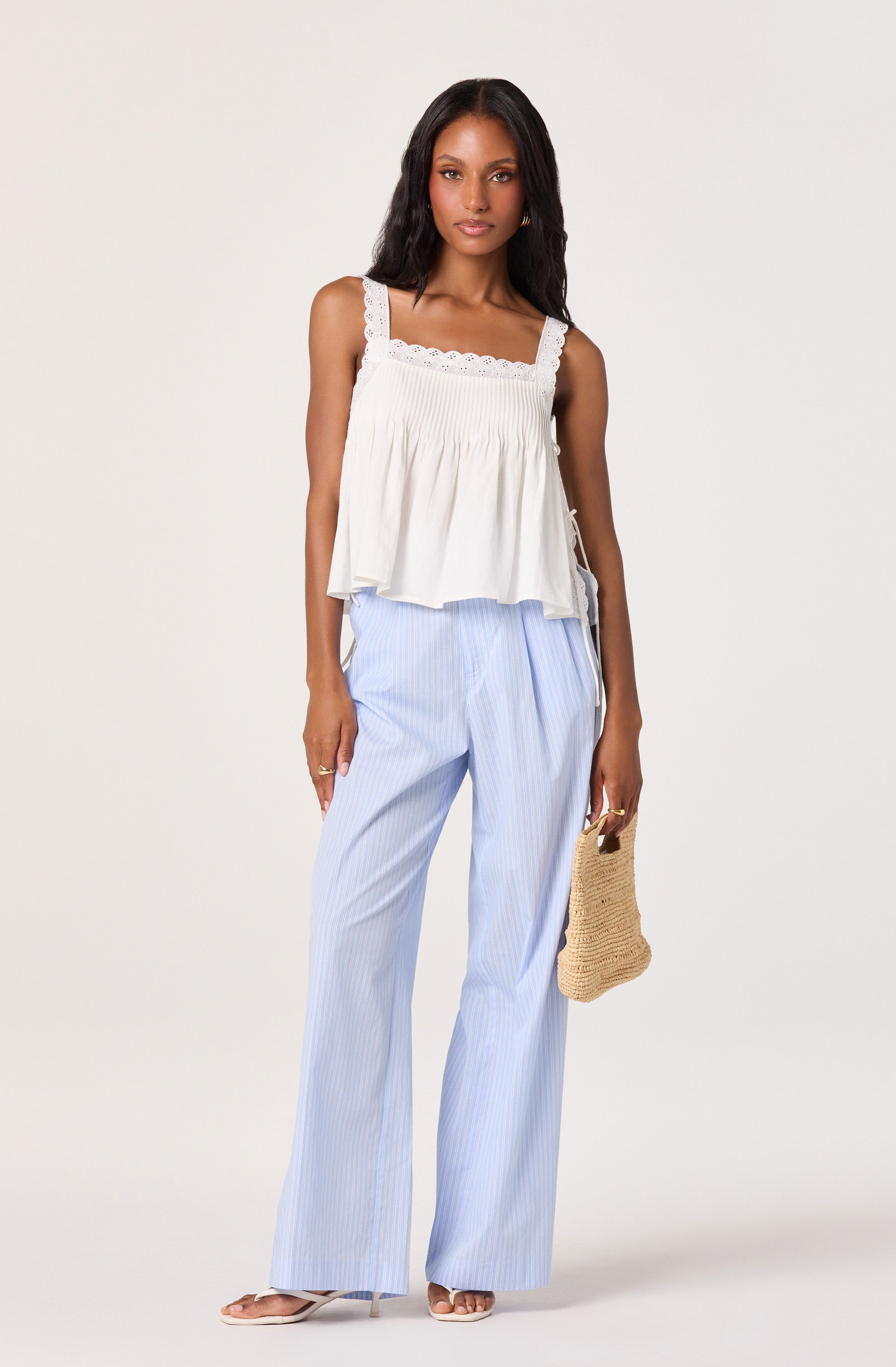 Lori Eyelet Babydoll Tank Top