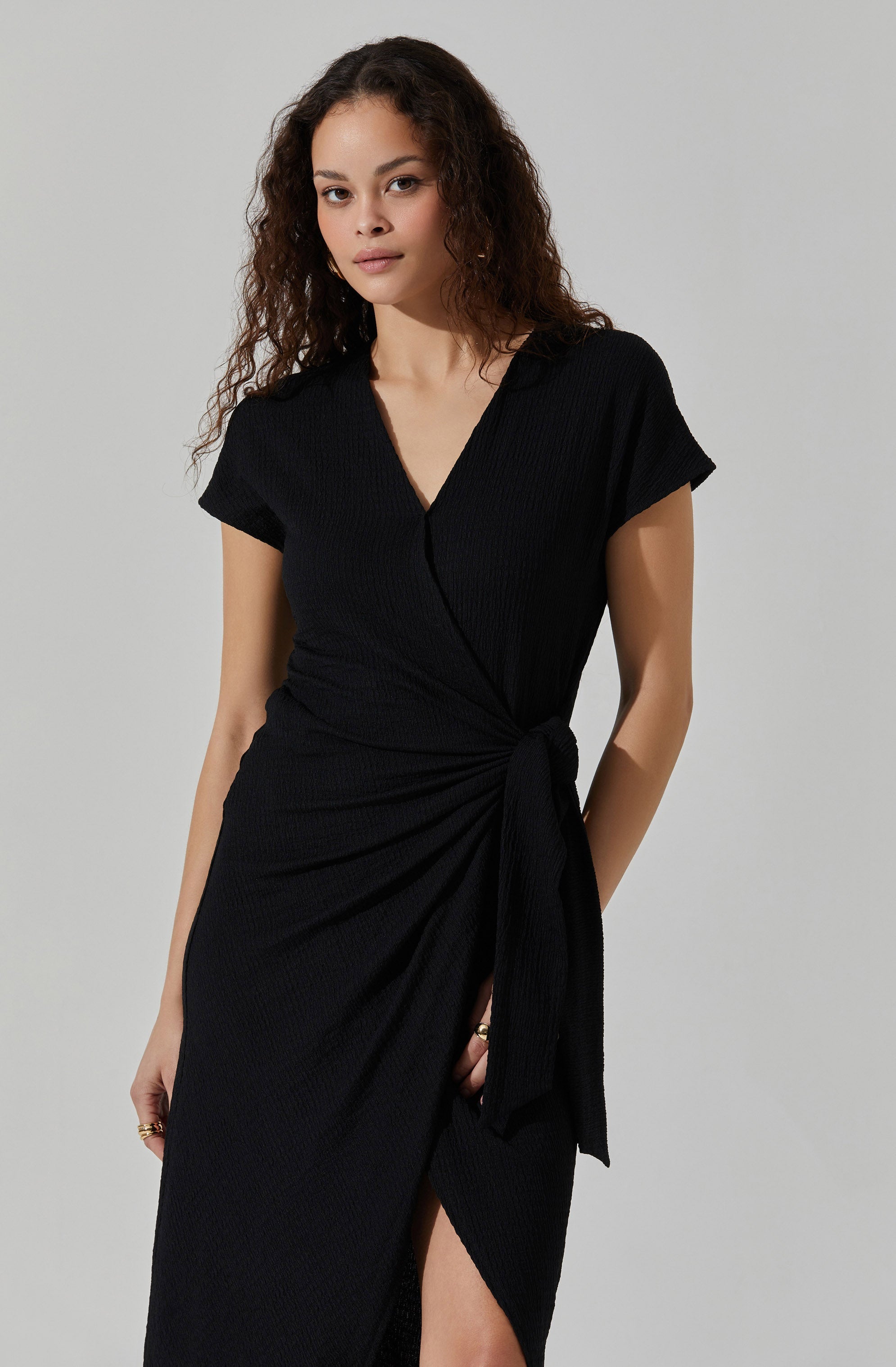 Knit Wrap Midi Dress