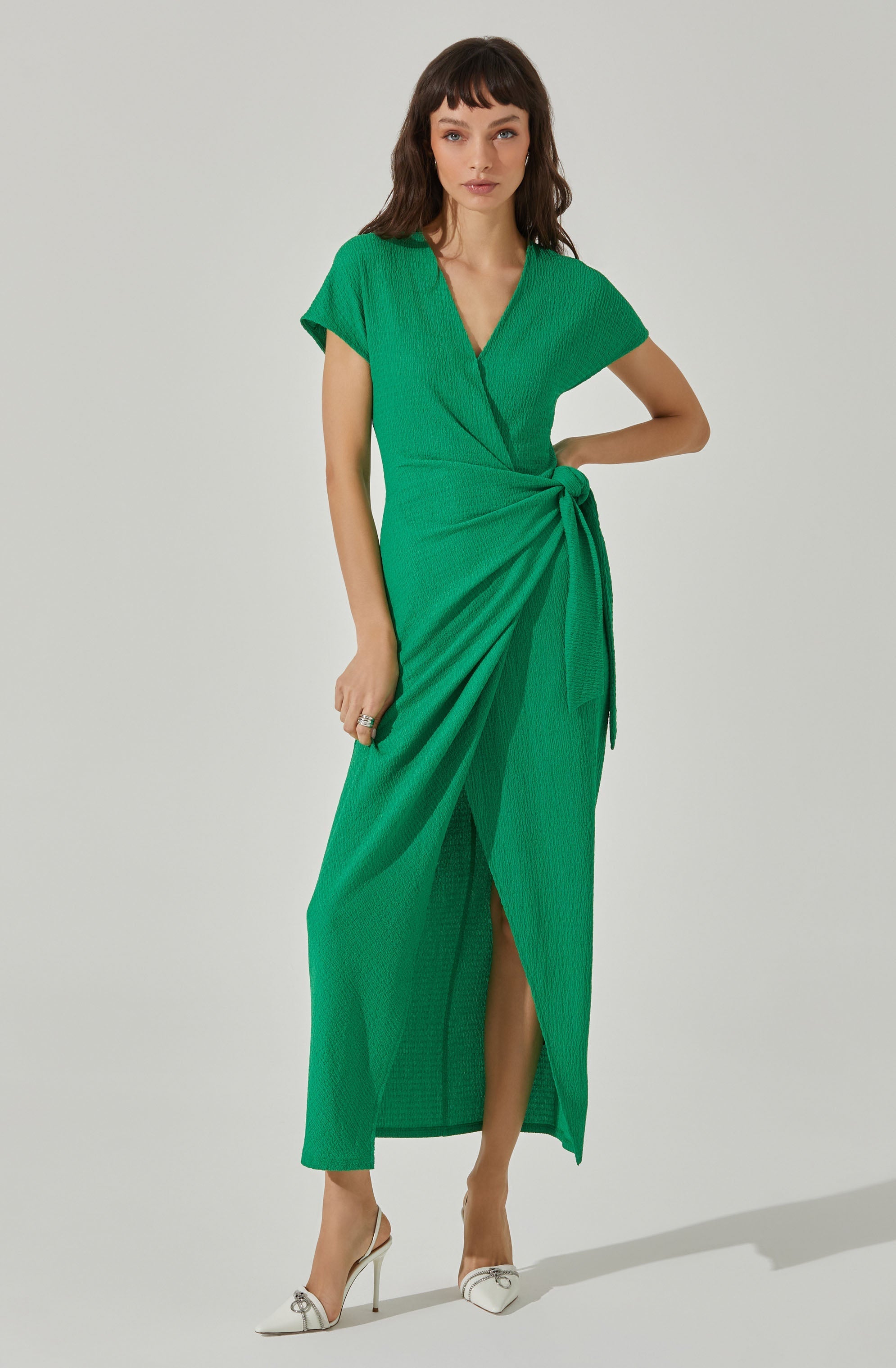 Knit Wrap Midi Dress