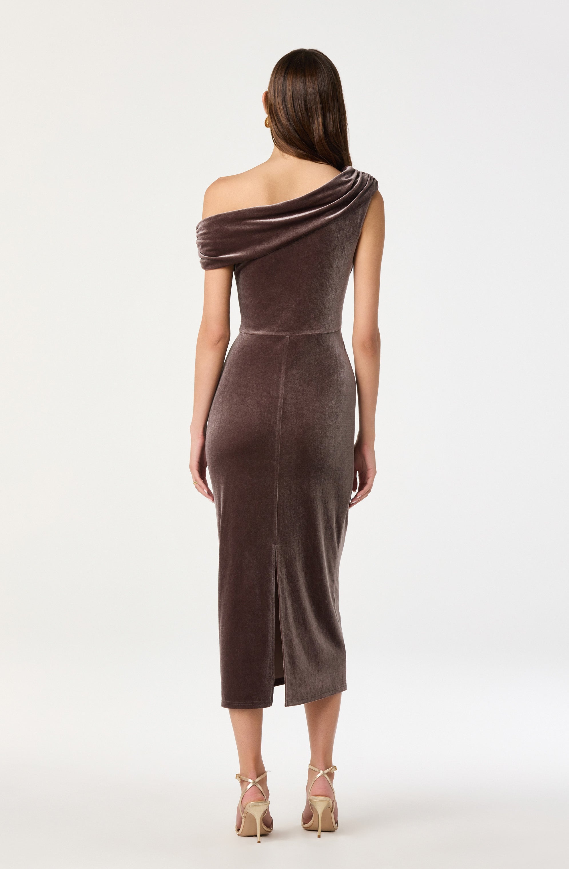 Velvet Off Shoulder Midi Dress