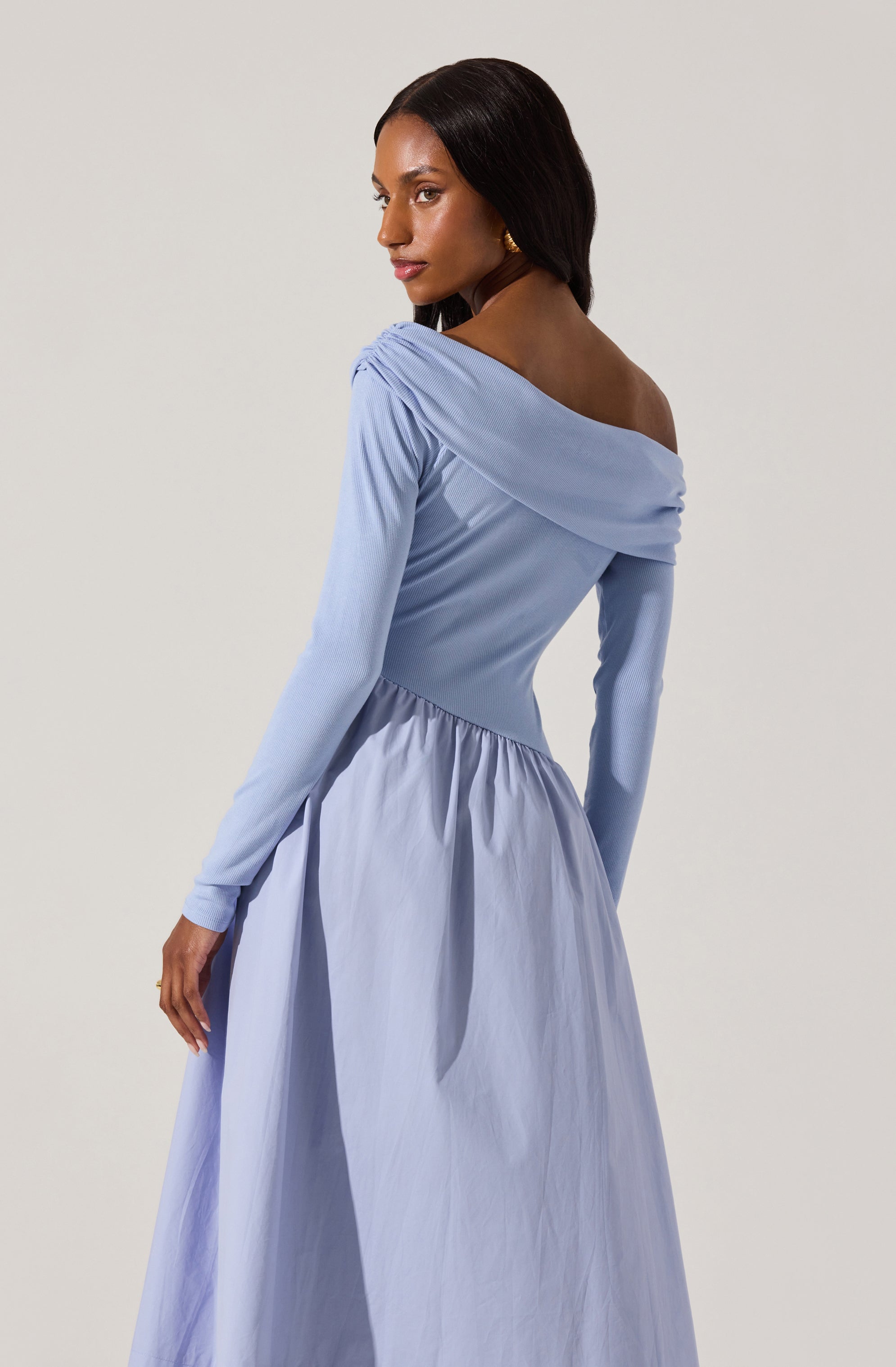 Mixed Media Off Shoulder Dress