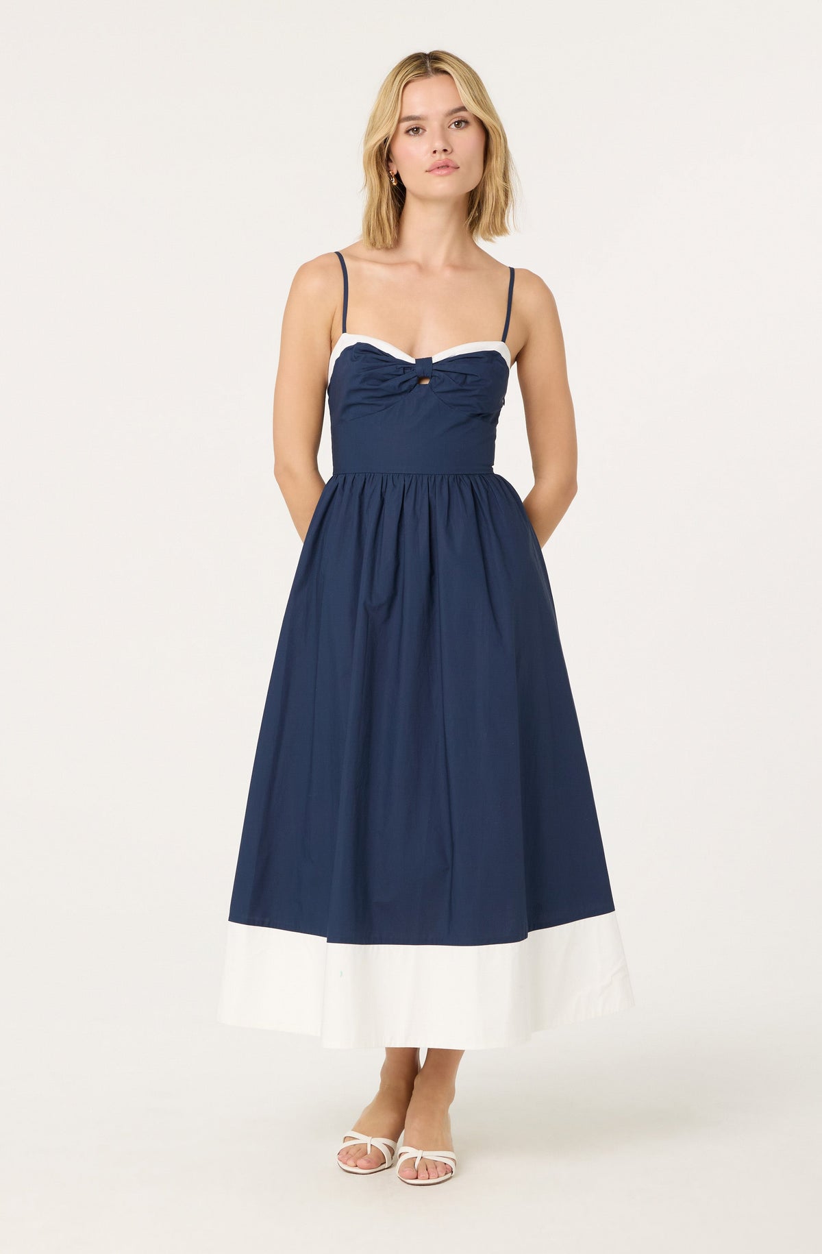 Contrast Sweetheart Midi Dress