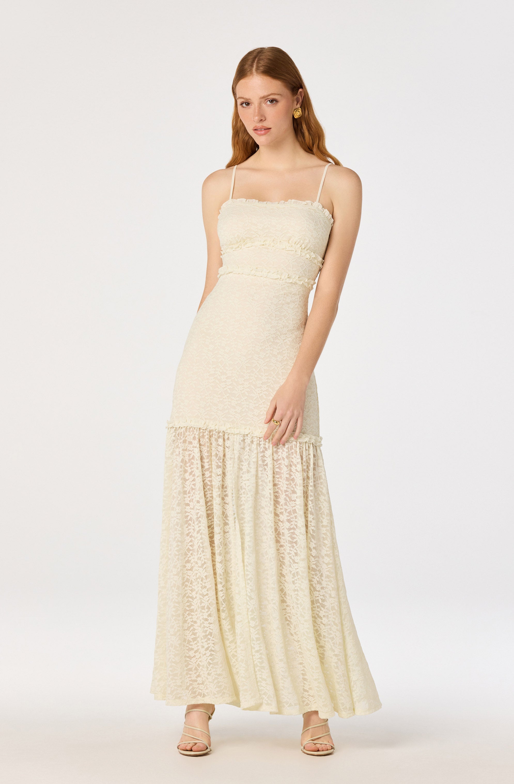 Ruffle Tiered Lace Maxi Dress