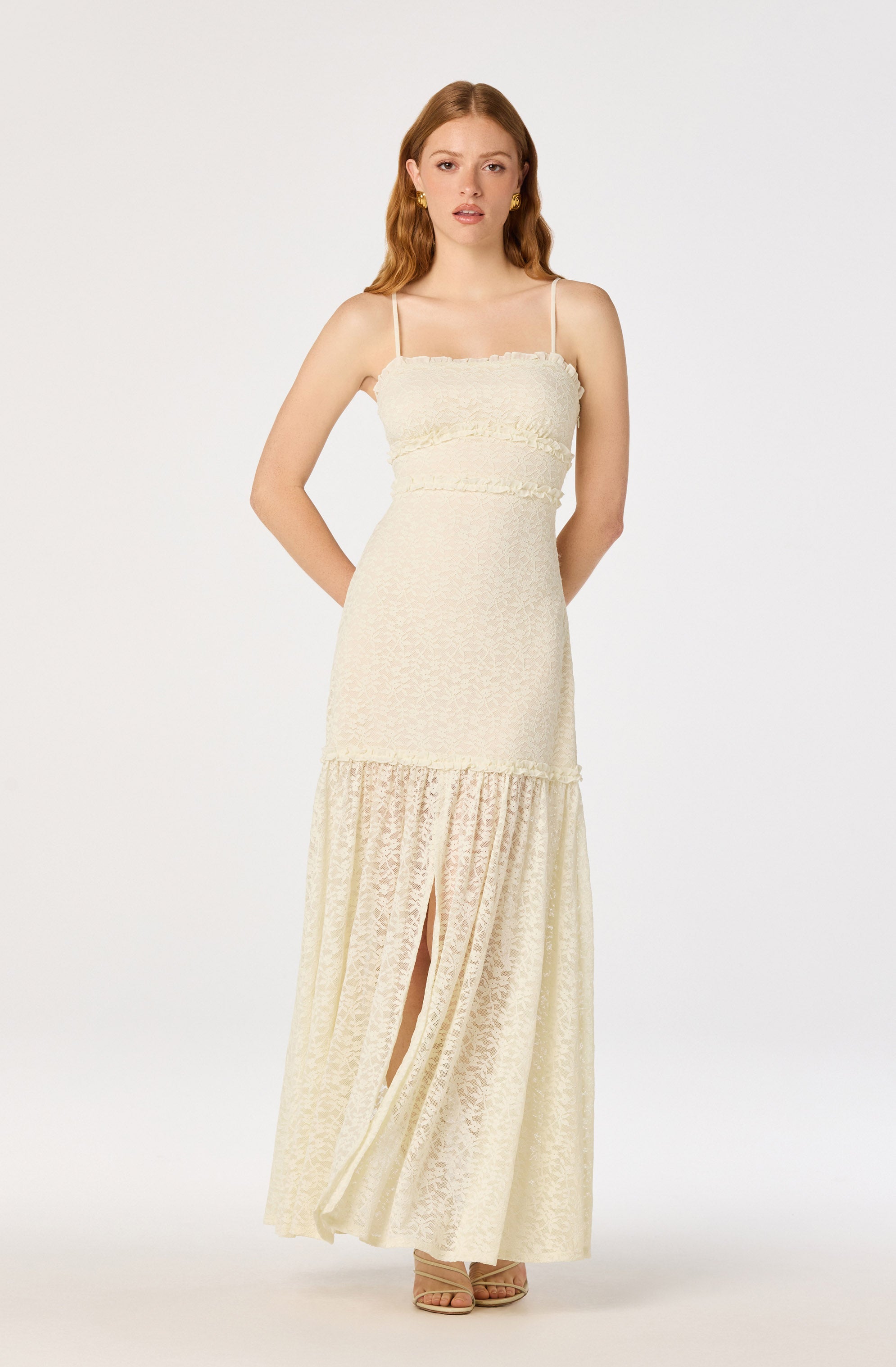 Ruffle Tiered Lace Maxi Dress