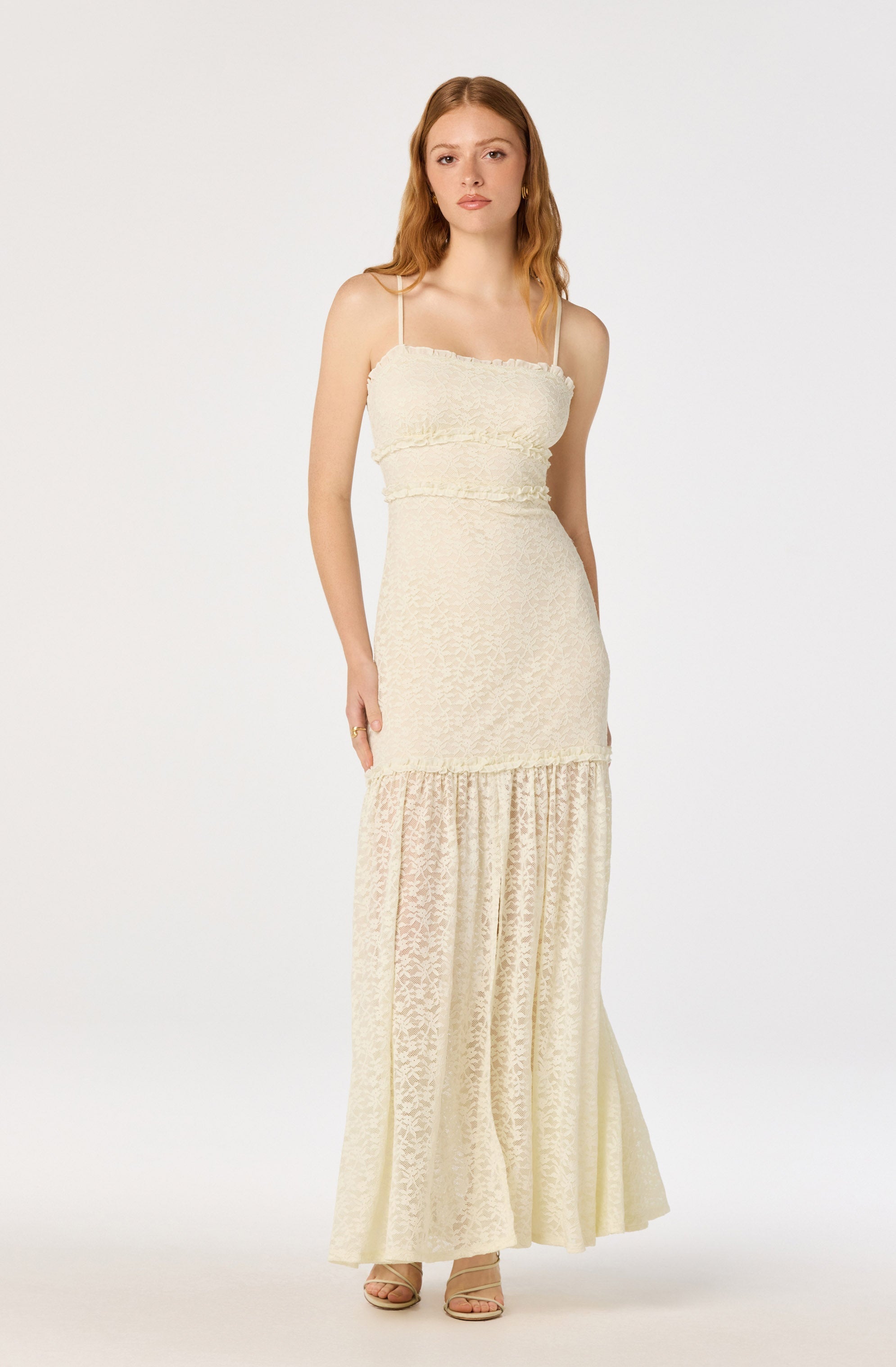 Ruffle Tiered Lace Maxi Dress