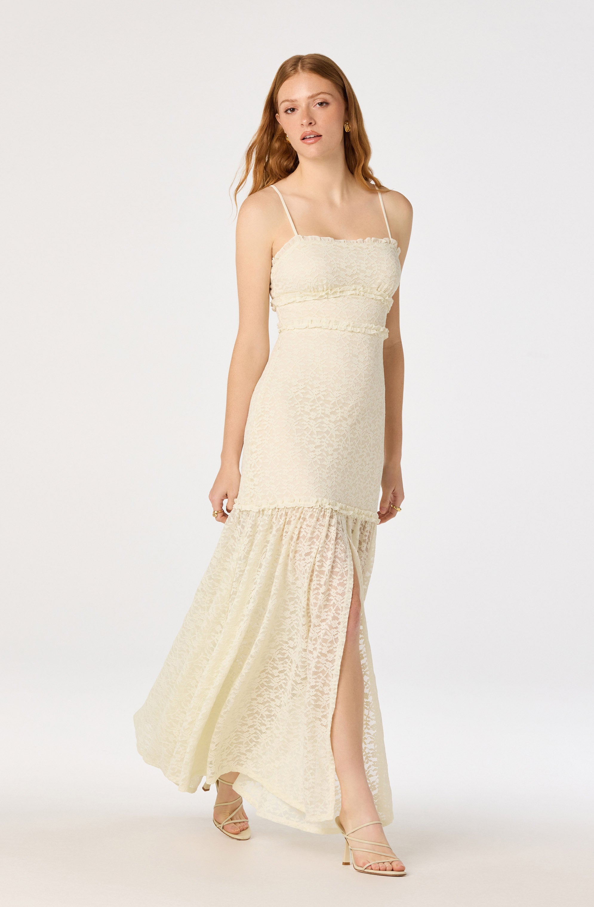 Ruffle Tiered Lace Maxi Dress