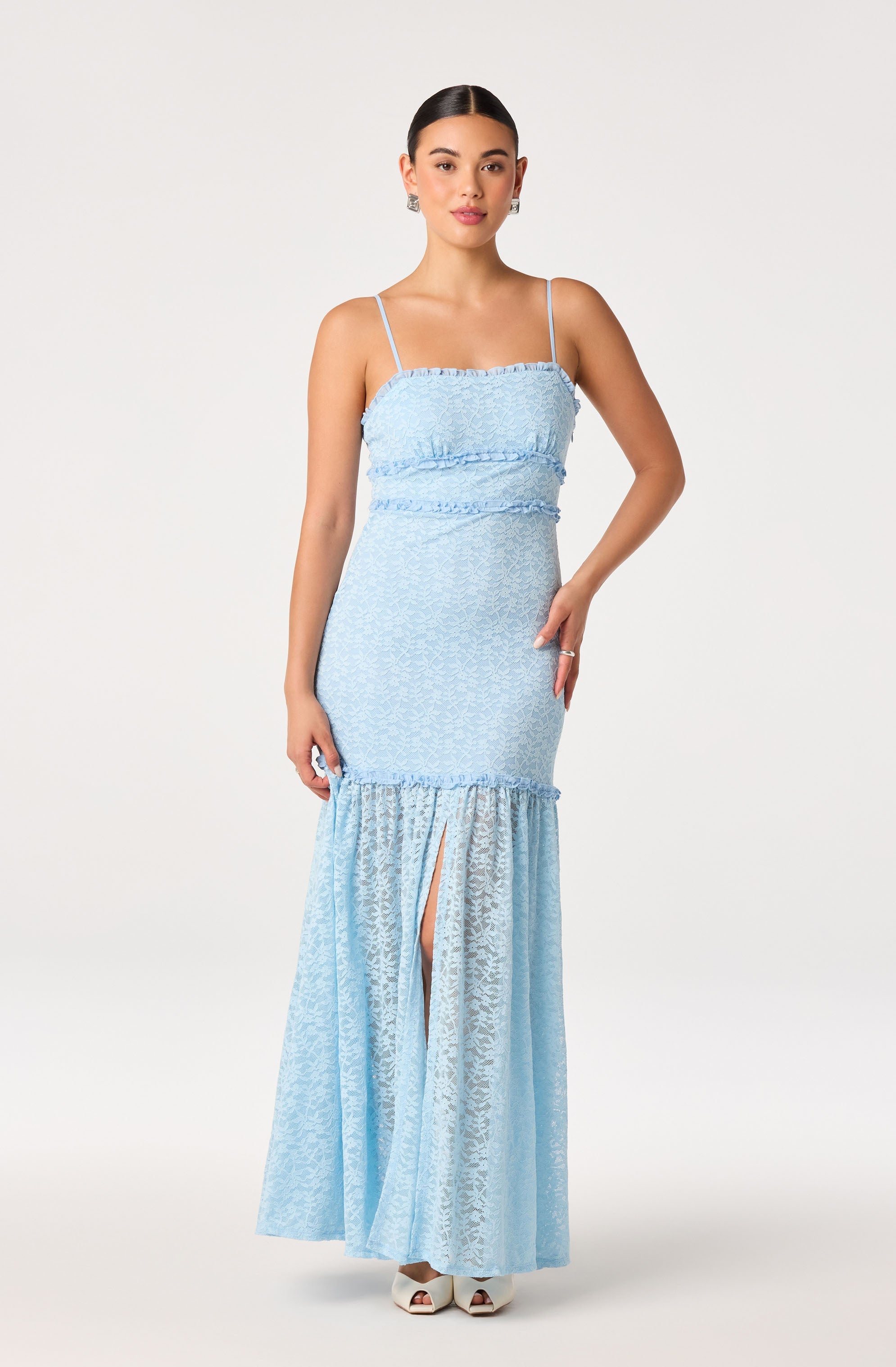 Ruffle Tiered Lace Maxi Dress
