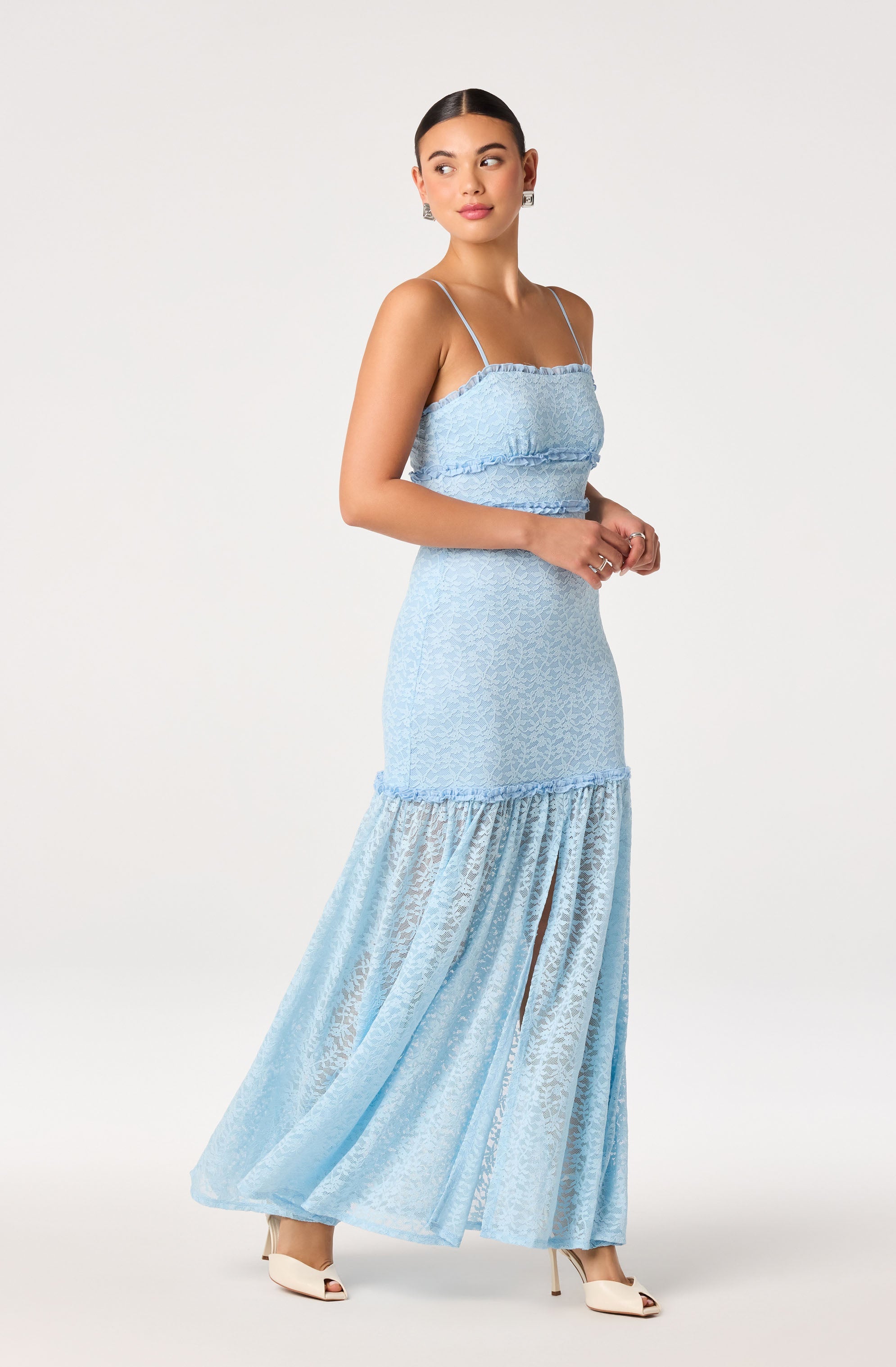 Ruffle Tiered Lace Maxi Dress