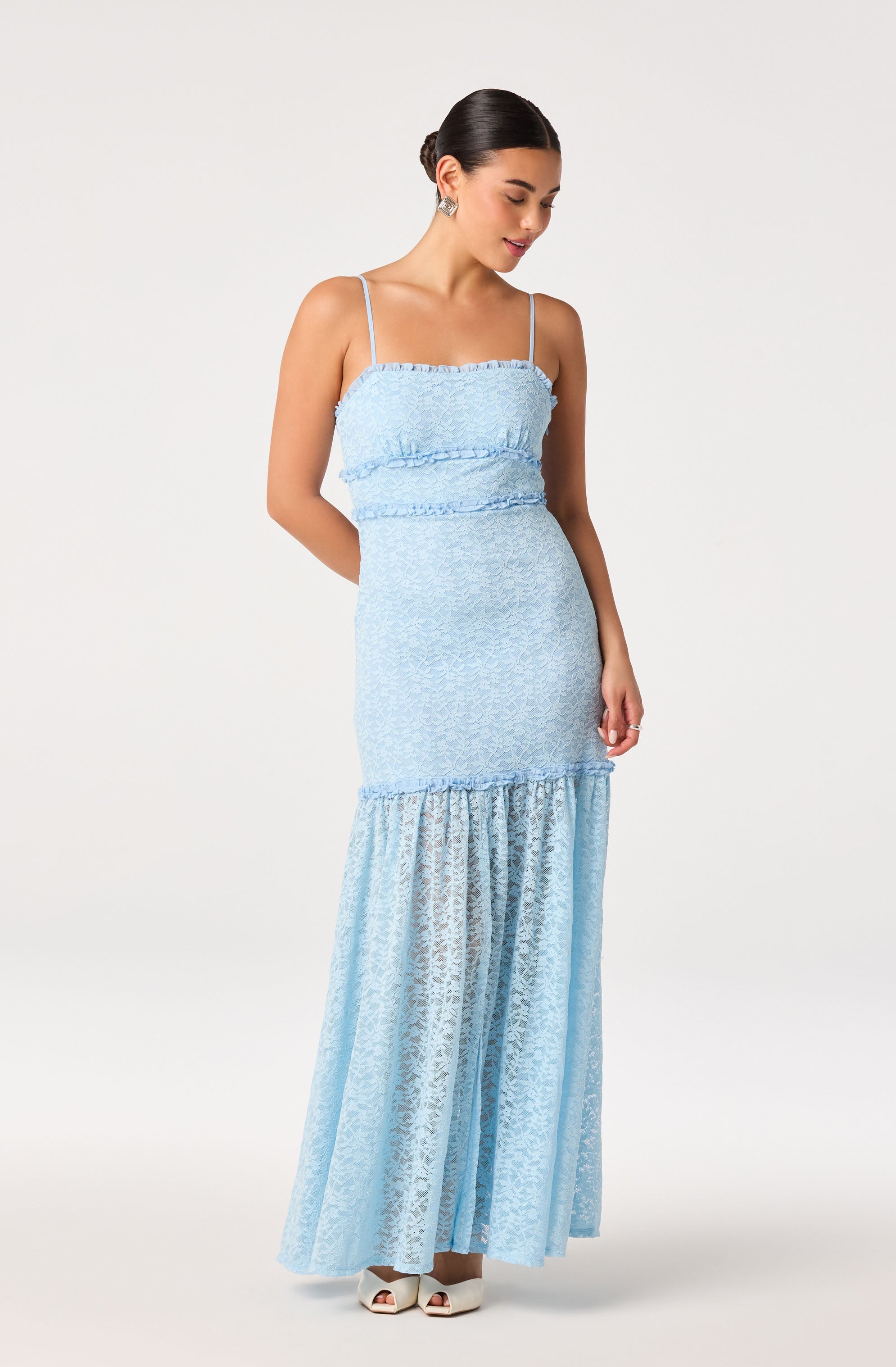 Ruffle Tiered Lace Maxi Dress