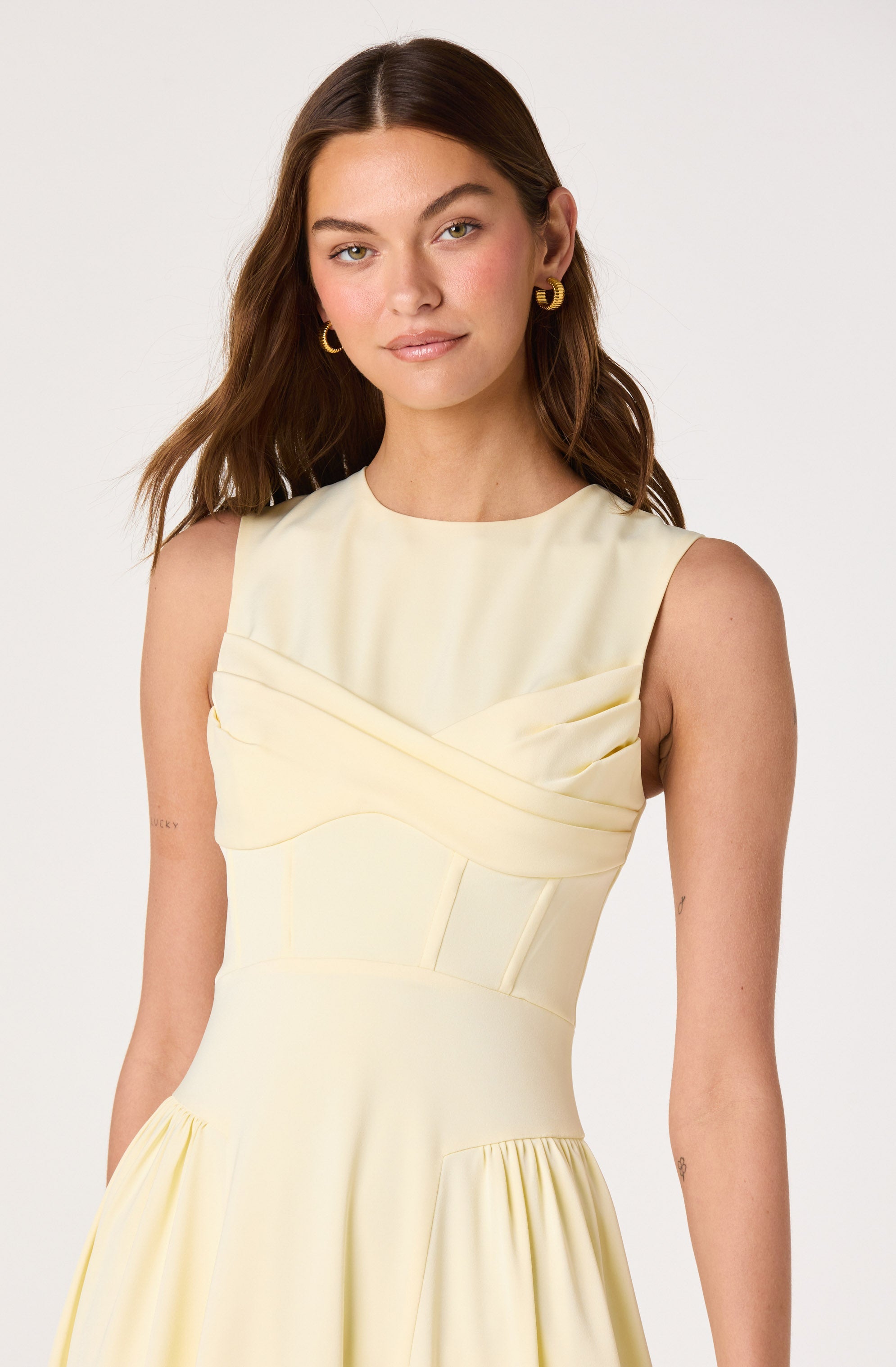 Seraphina Pleated Twist Corset Midi Dress